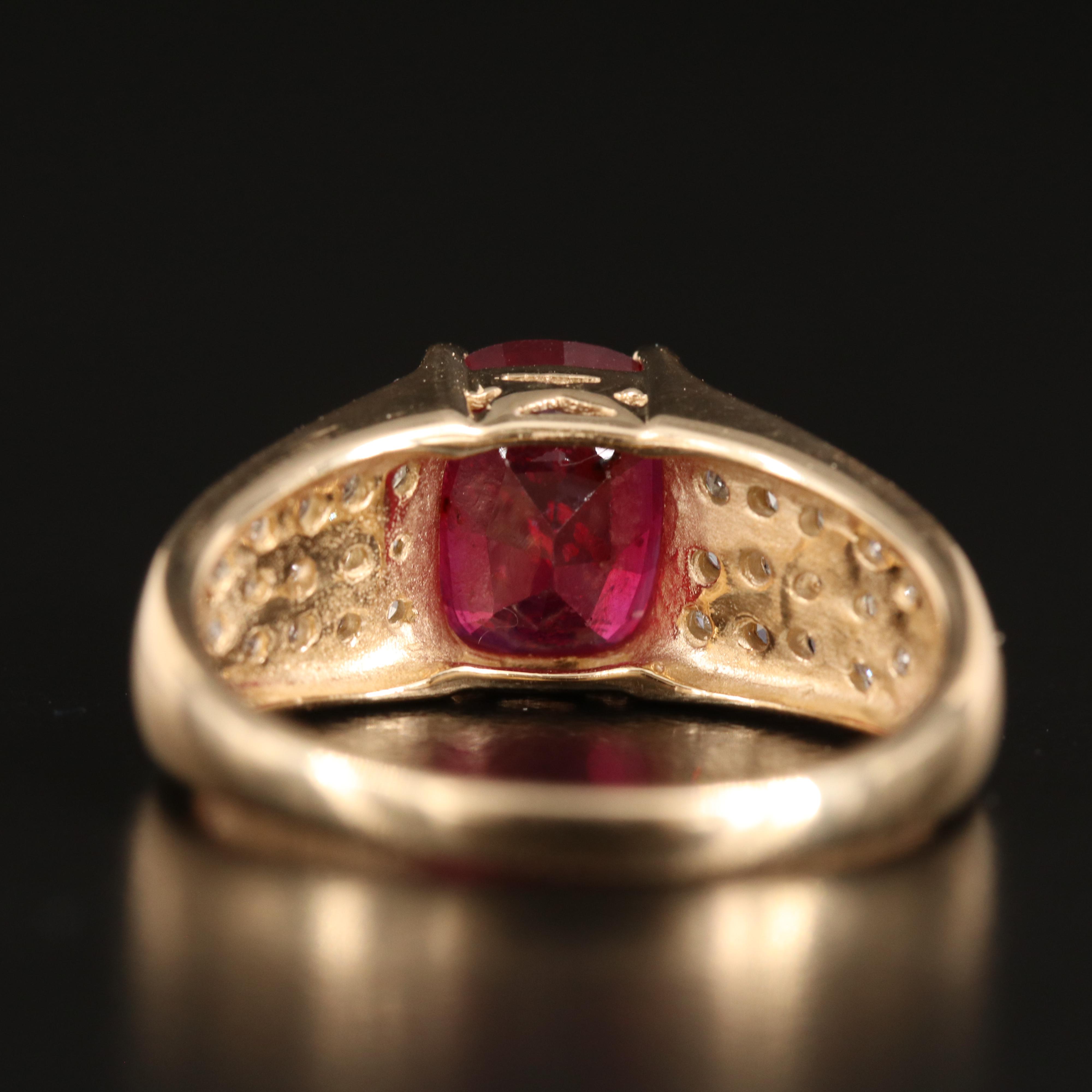 10K Corundum and Pavé Diamond Ring