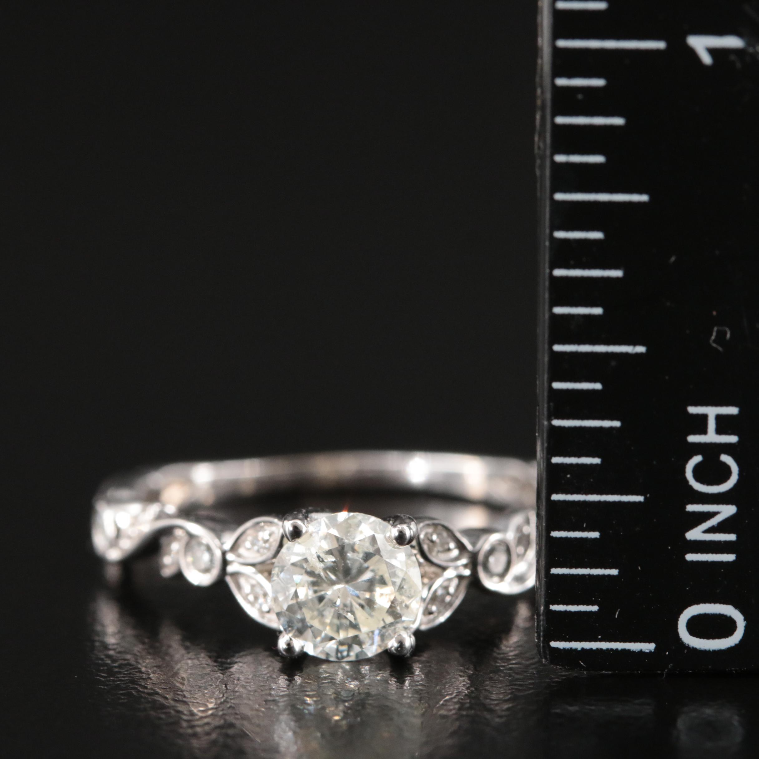 14K 1.19 CTW Diamond Ring with Vine Shoulders