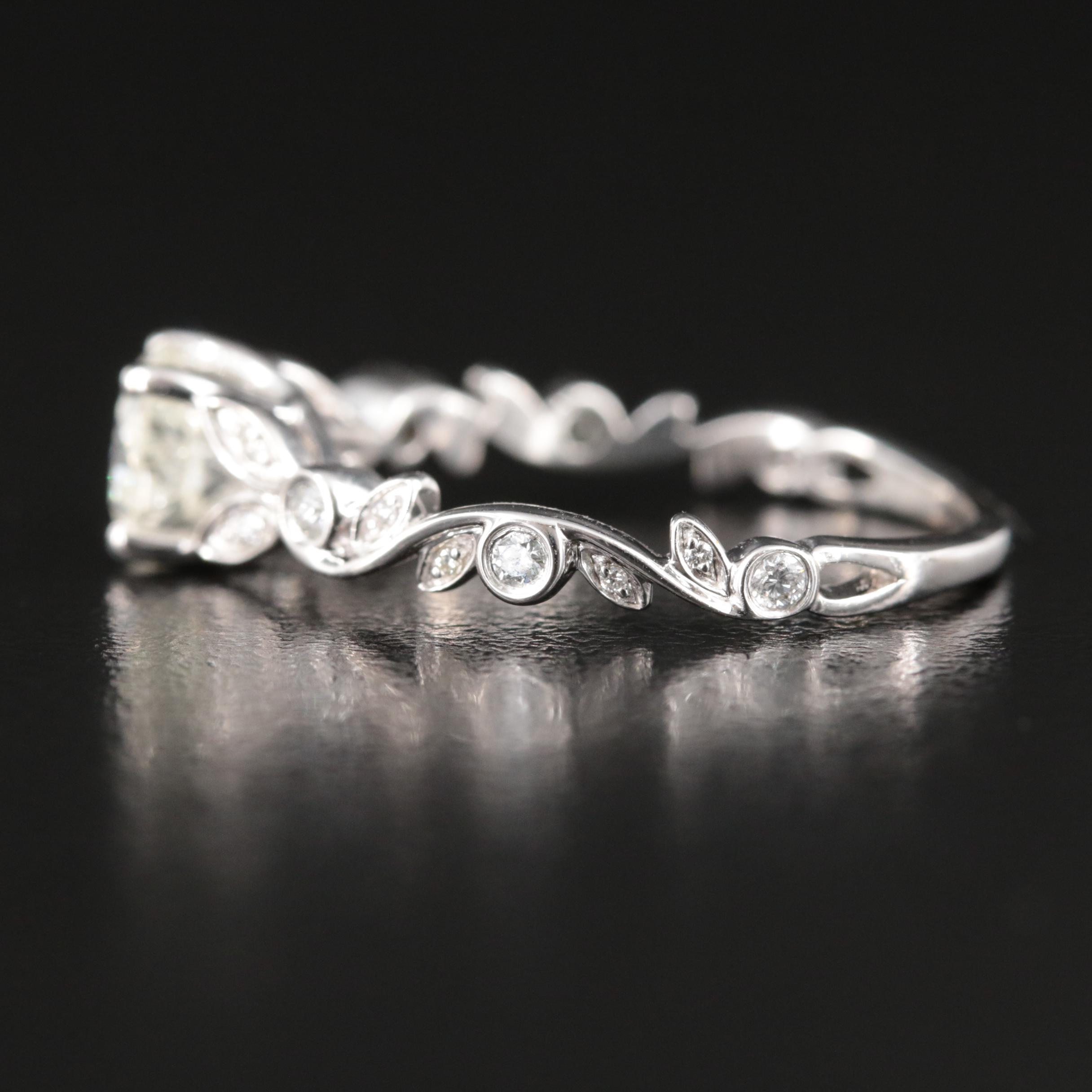 14K 1.19 CTW Diamond Ring with Vine Shoulders