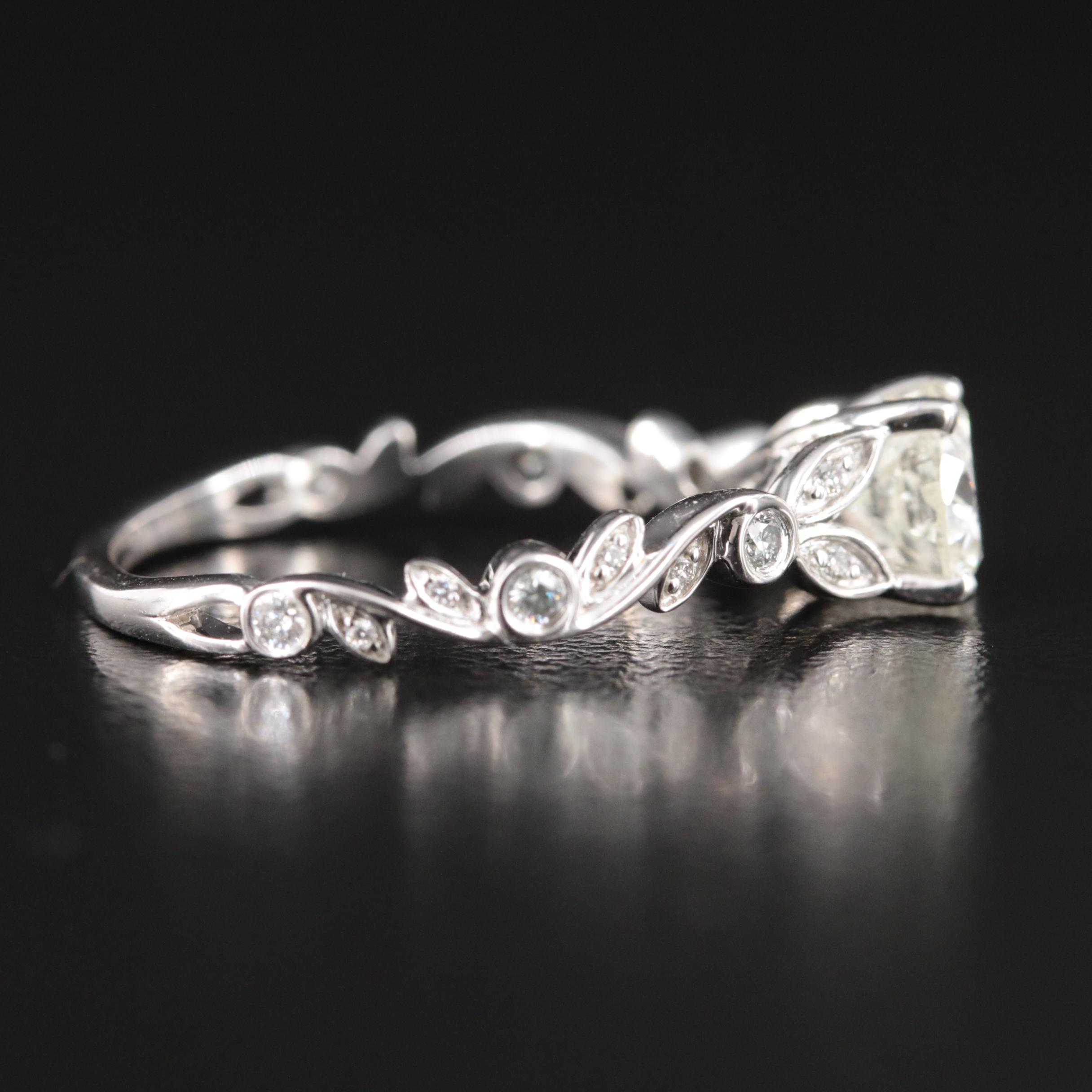 14K 1.19 CTW Diamond Ring with Vine Shoulders