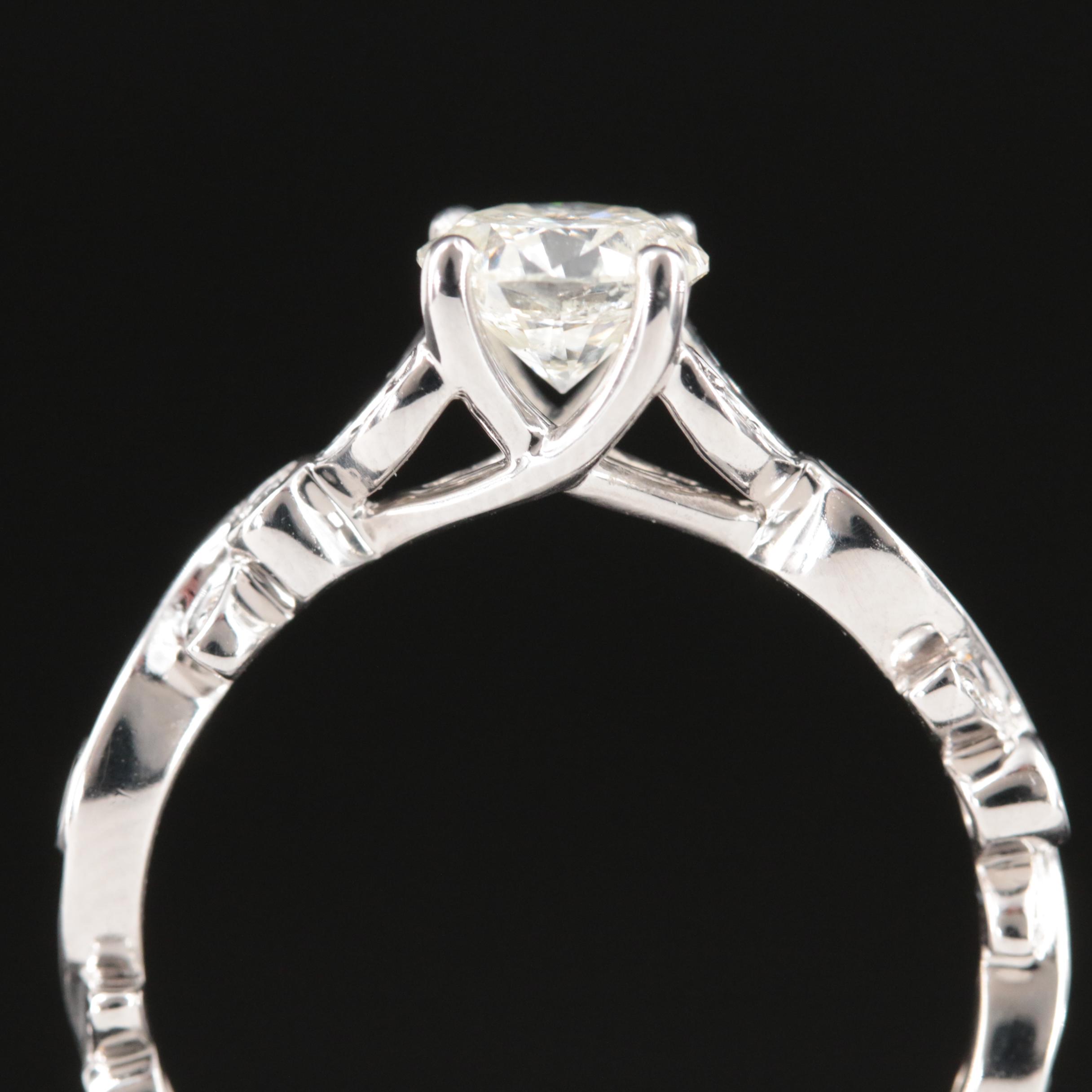 14K 1.19 CTW Diamond Ring with Vine Shoulders