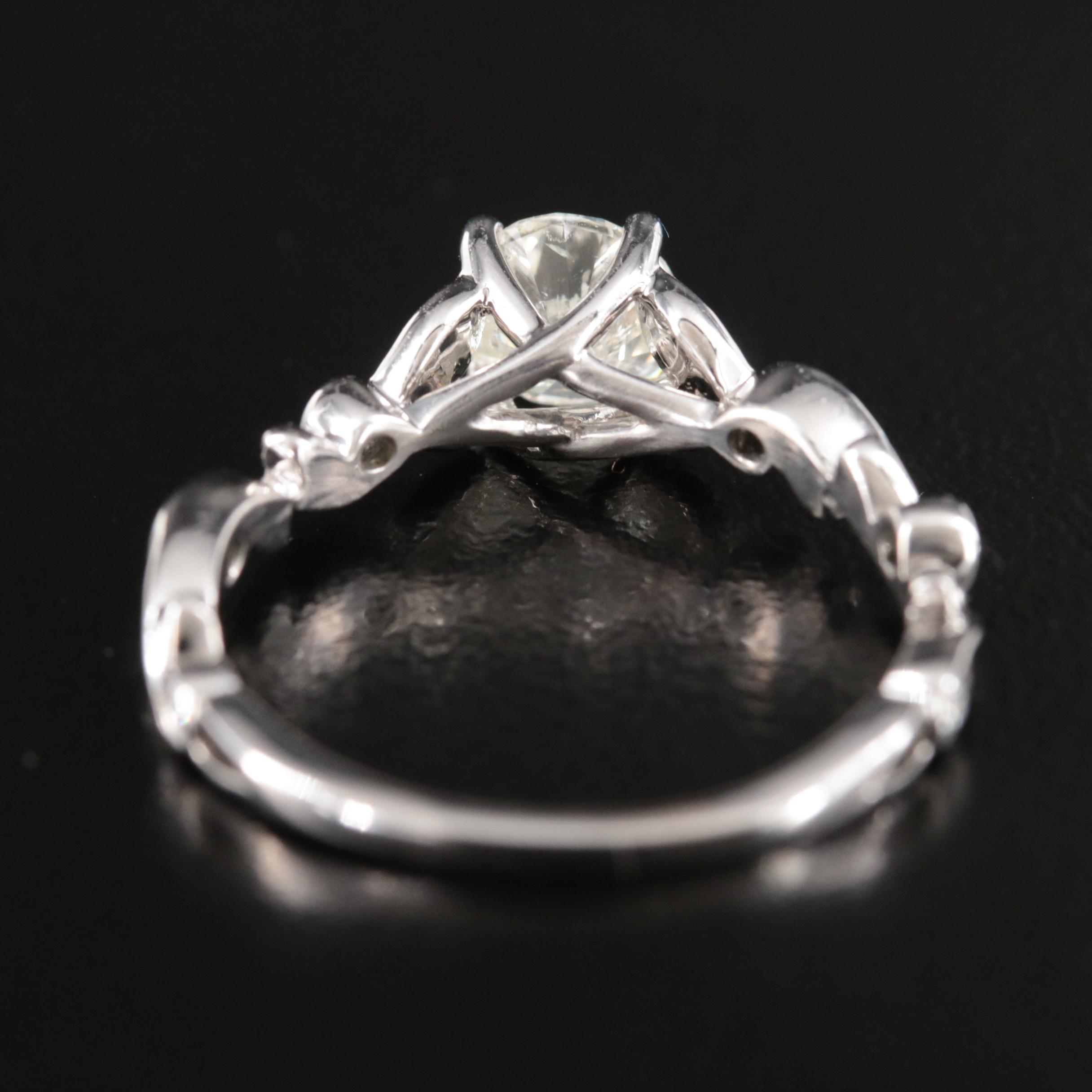 14K 1.19 CTW Diamond Ring with Vine Shoulders