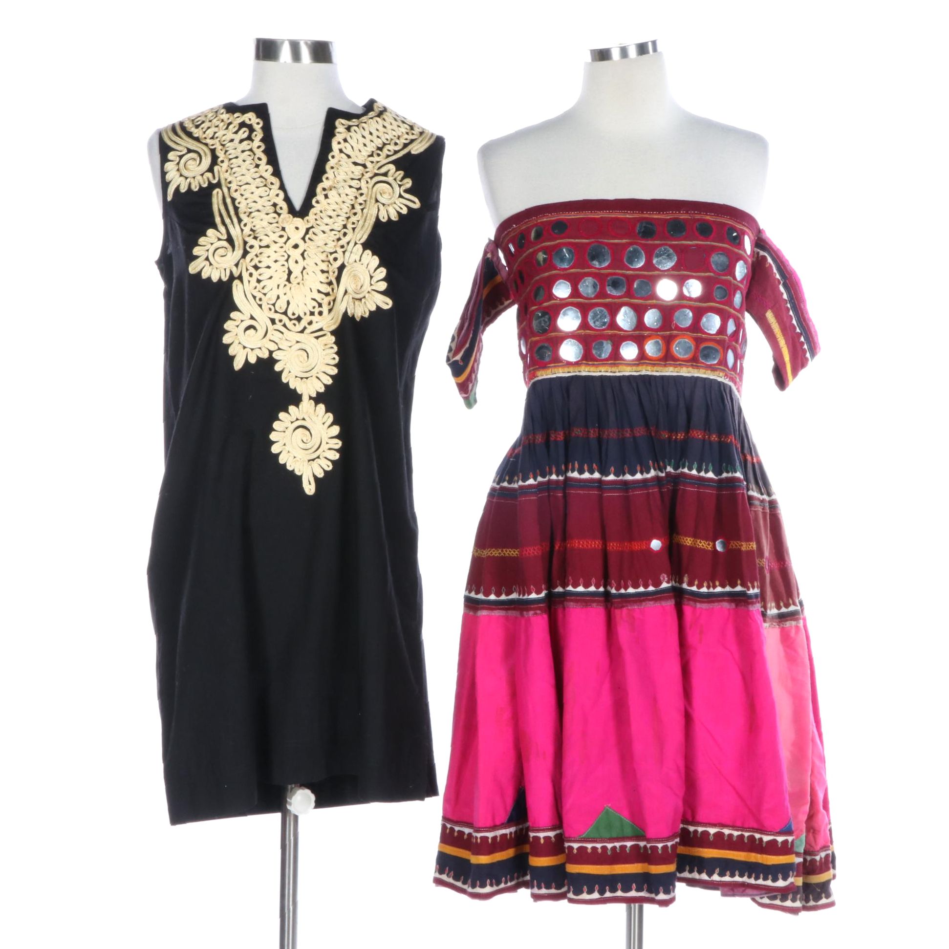 South American Cultural Dress with Tie Bodice and Passementrie Dress
