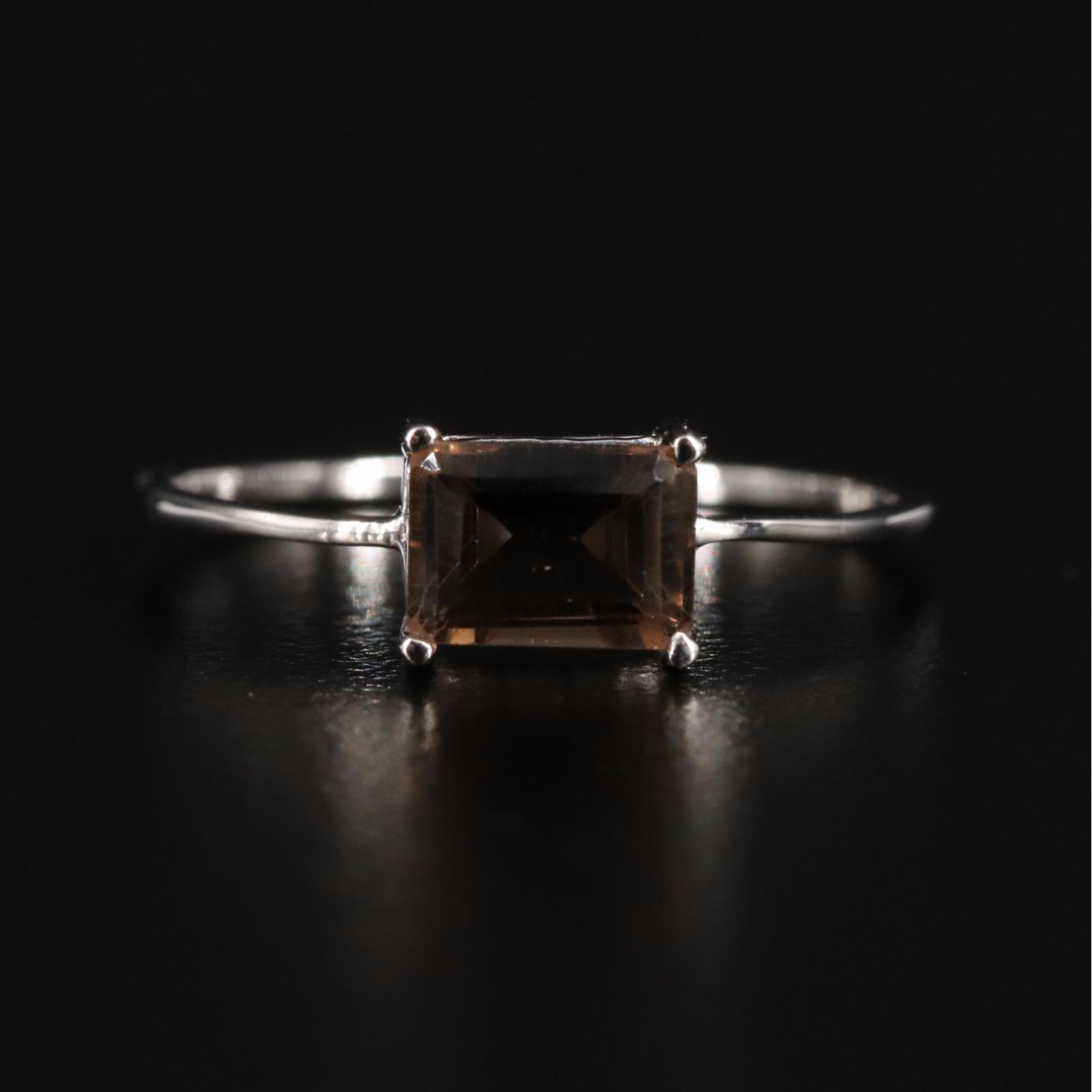 Sterling Smoky Quartz Solitaire Ring