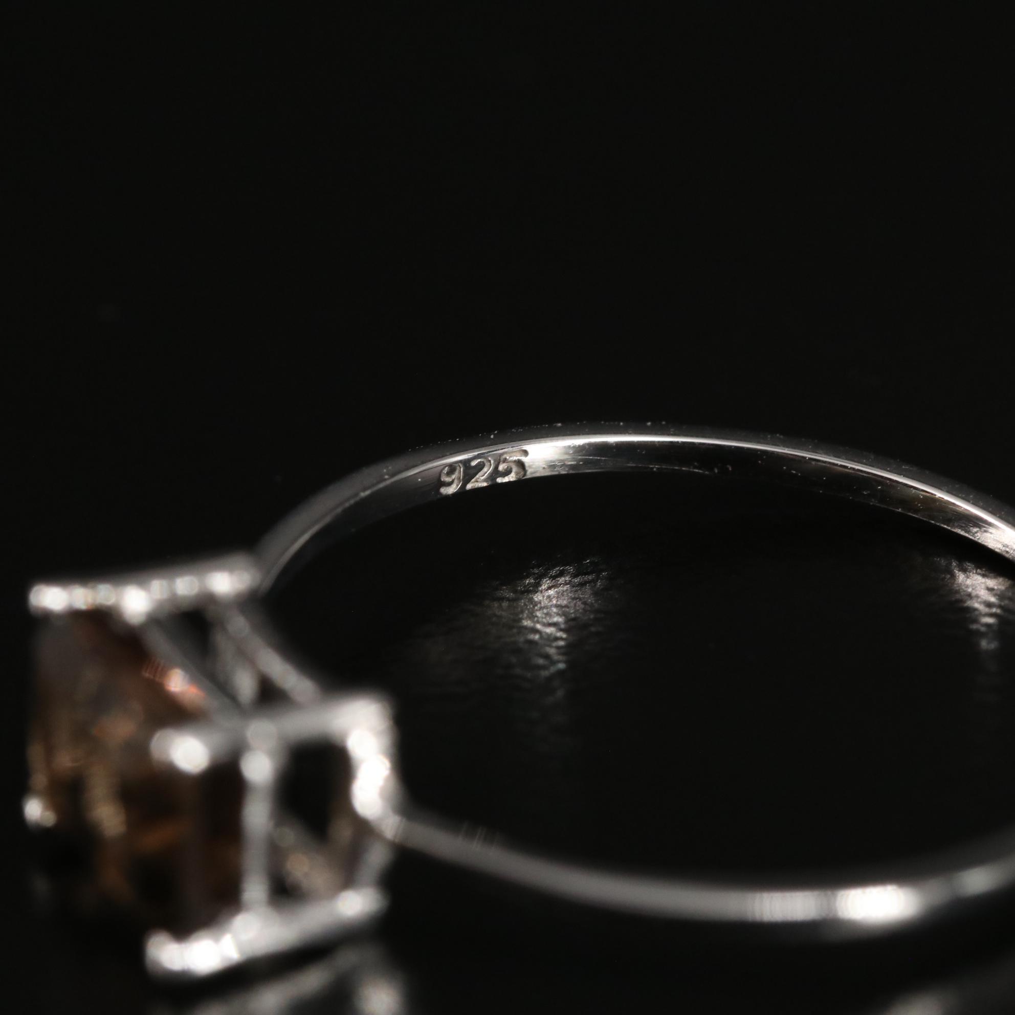 Sterling Smoky Quartz Solitaire Ring