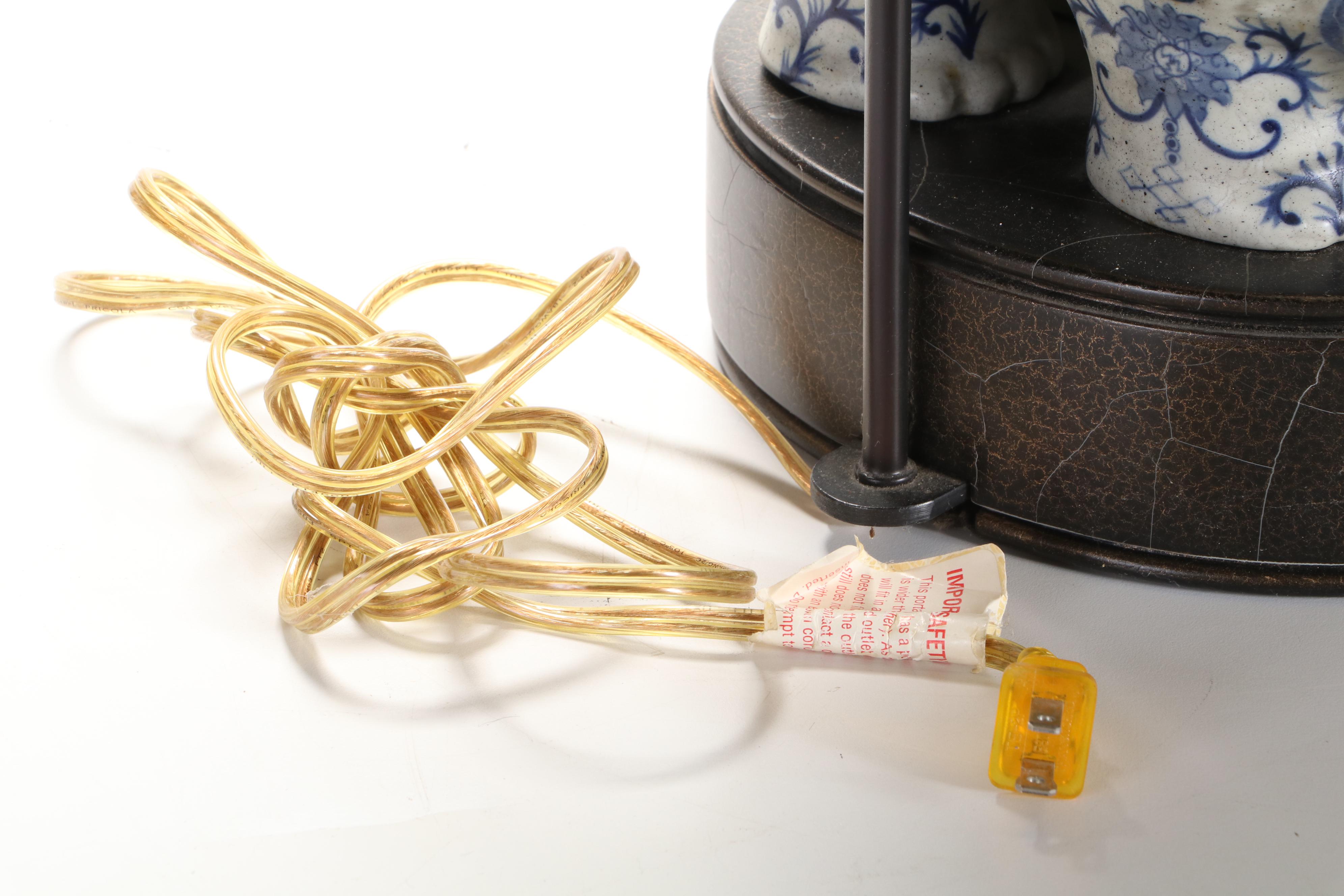 Frederick Cooper Chinese Blue and White Porcelain Elephant Table Lamp, 21st C