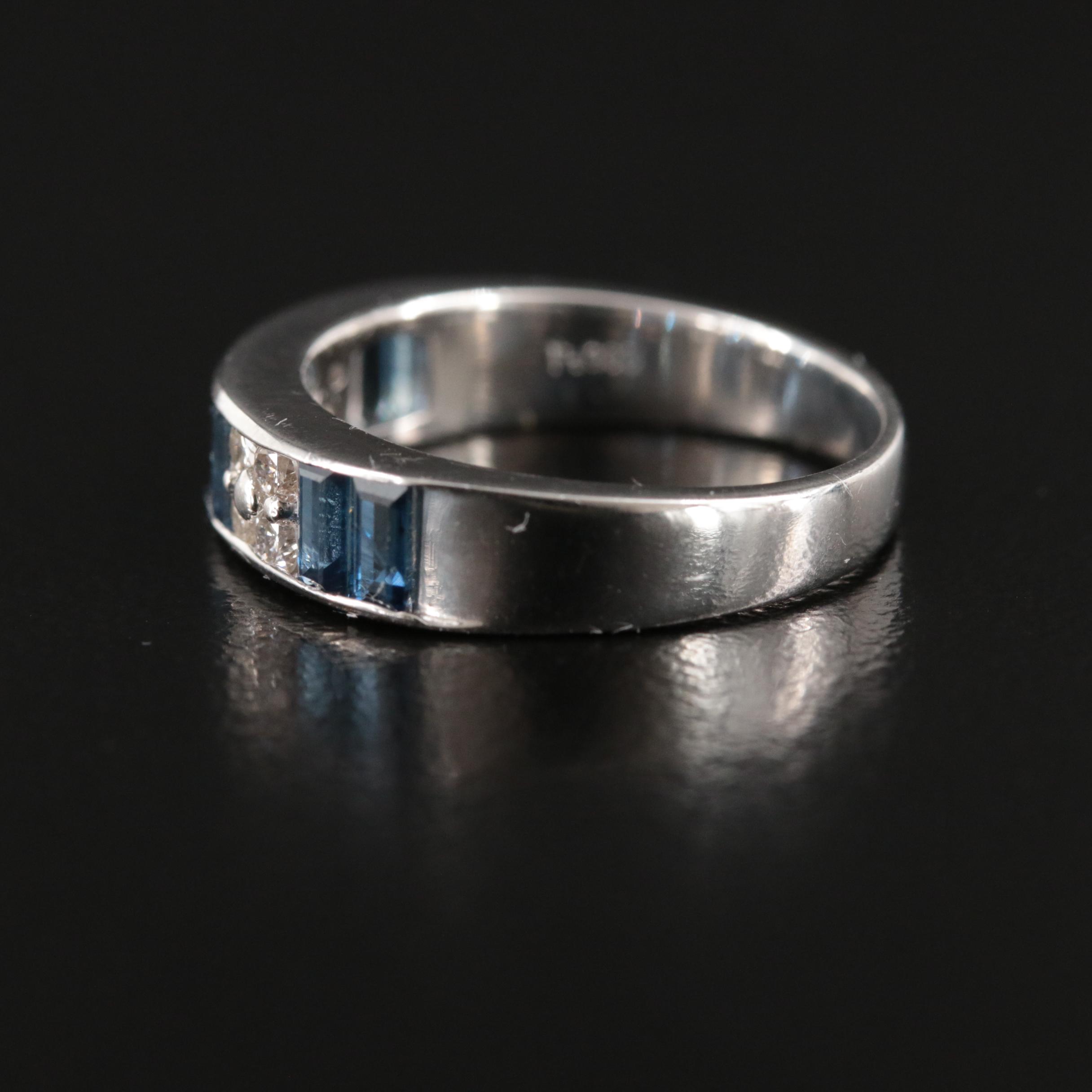 Platinum Diamond and Sapphire Band