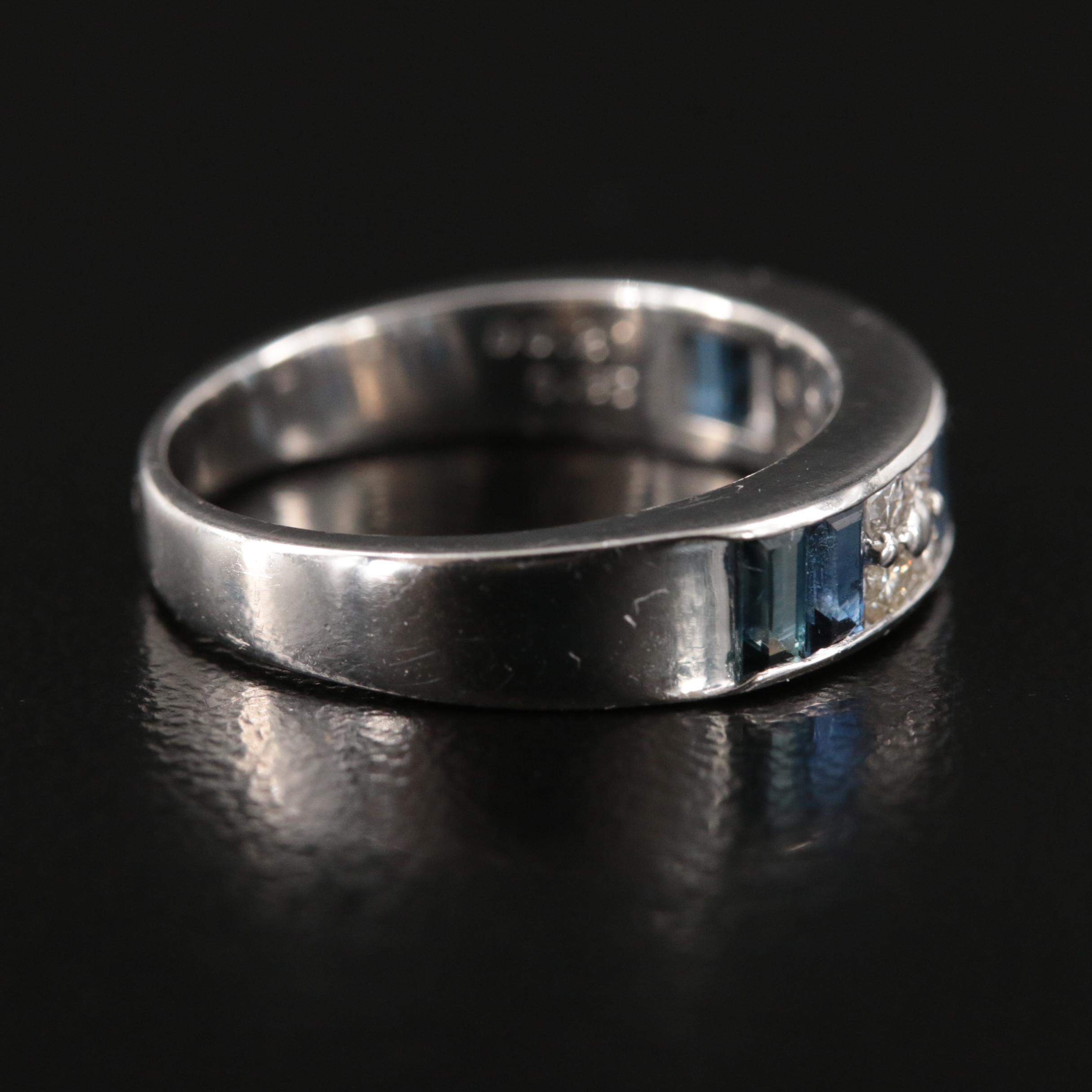 Platinum Diamond and Sapphire Band
