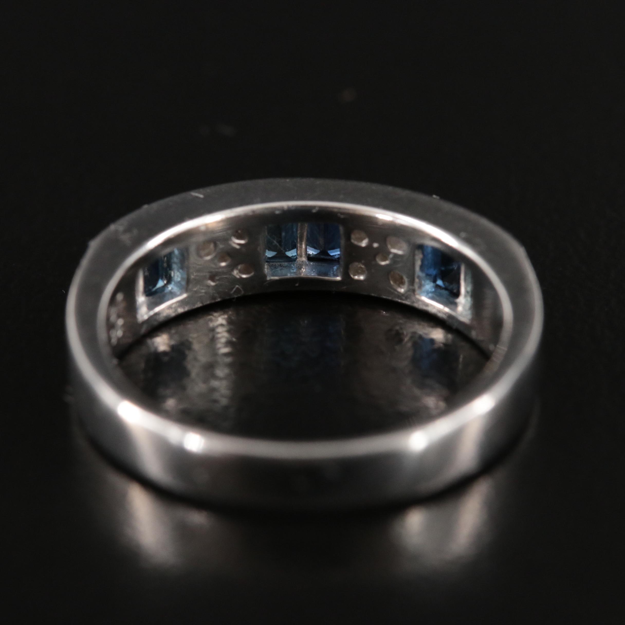 Platinum Diamond and Sapphire Band