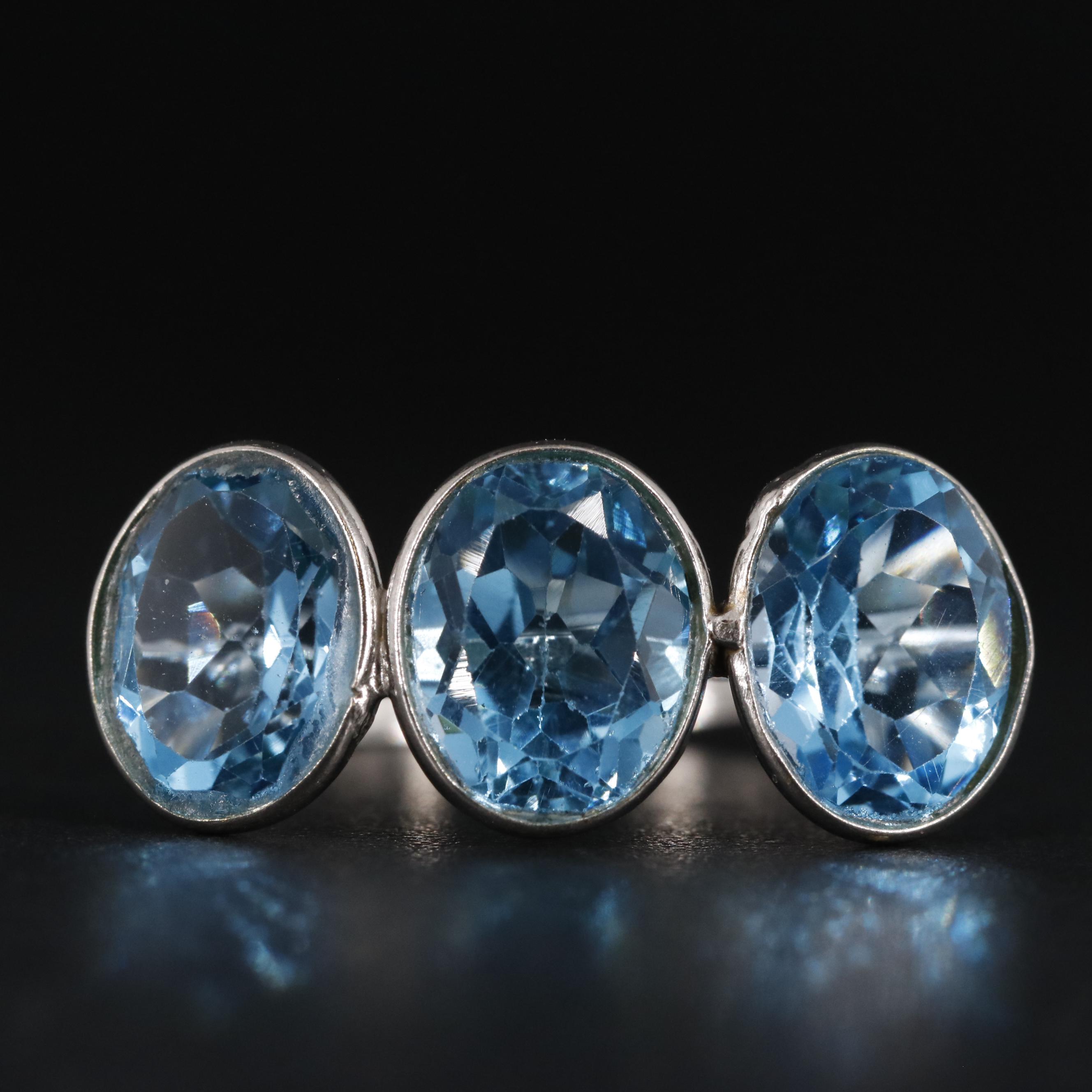 14K 6.74 CTW Topaz Three Stone Ring