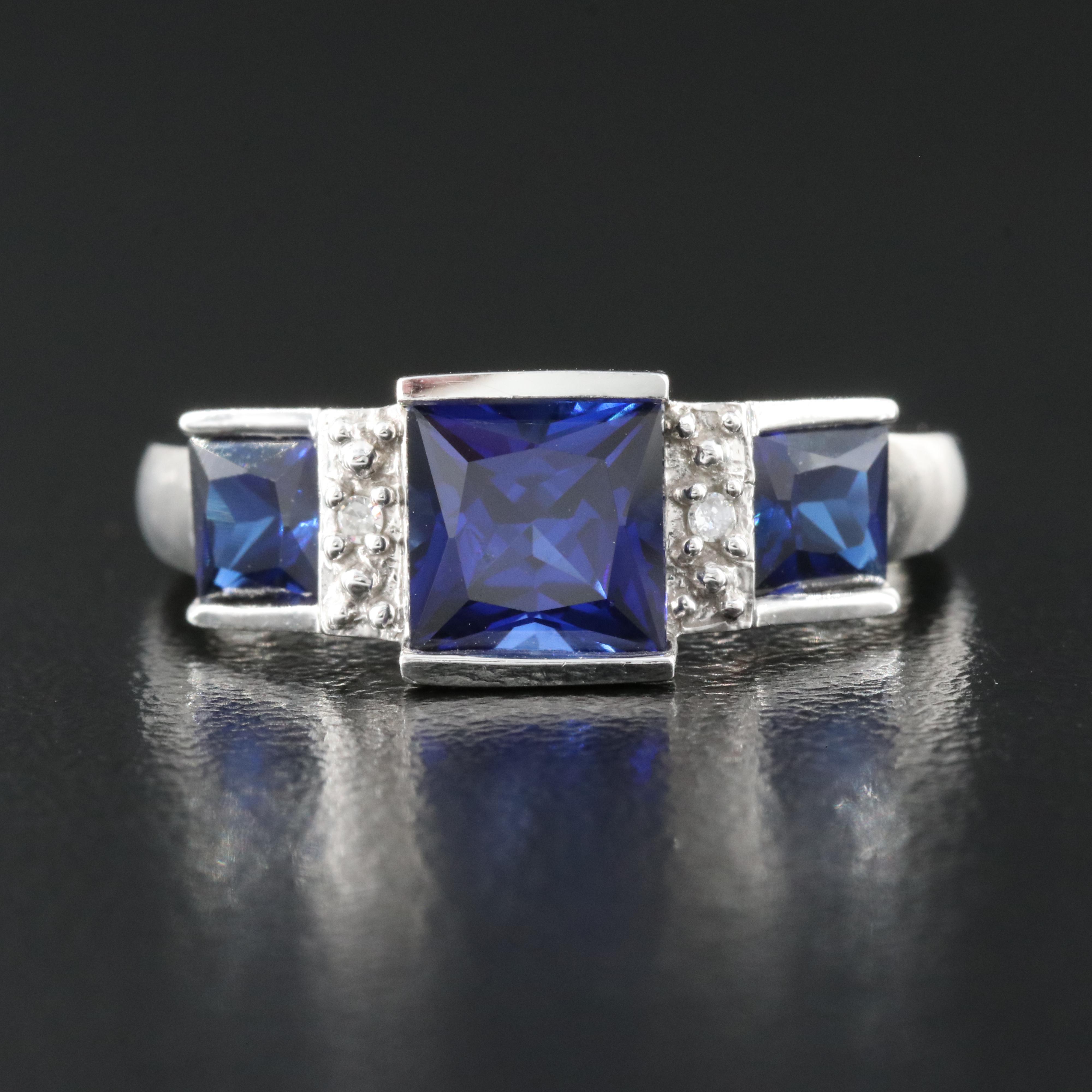 10K Sapphire and Diamond Ring