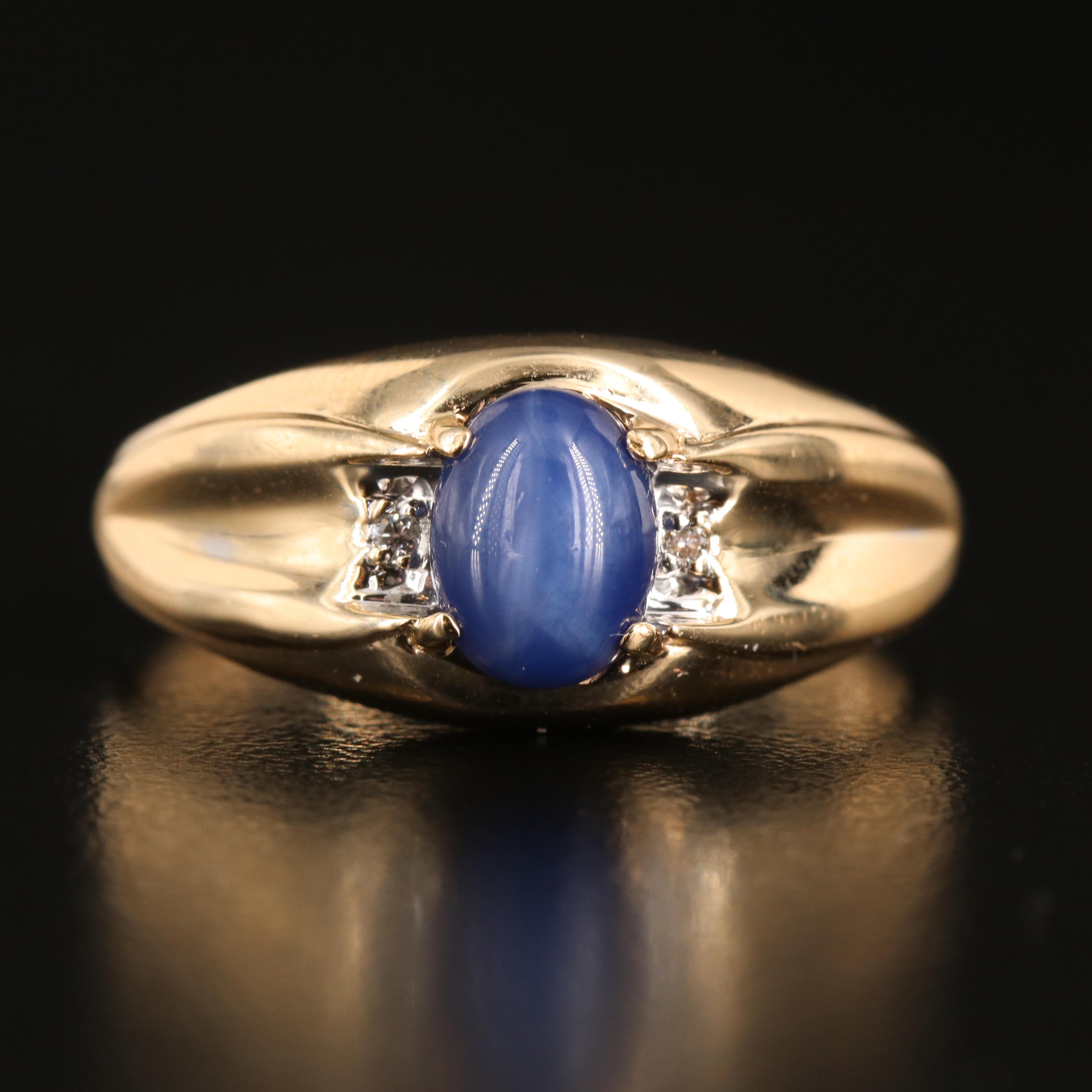 10K Star Sapphire and Diamond Ring
