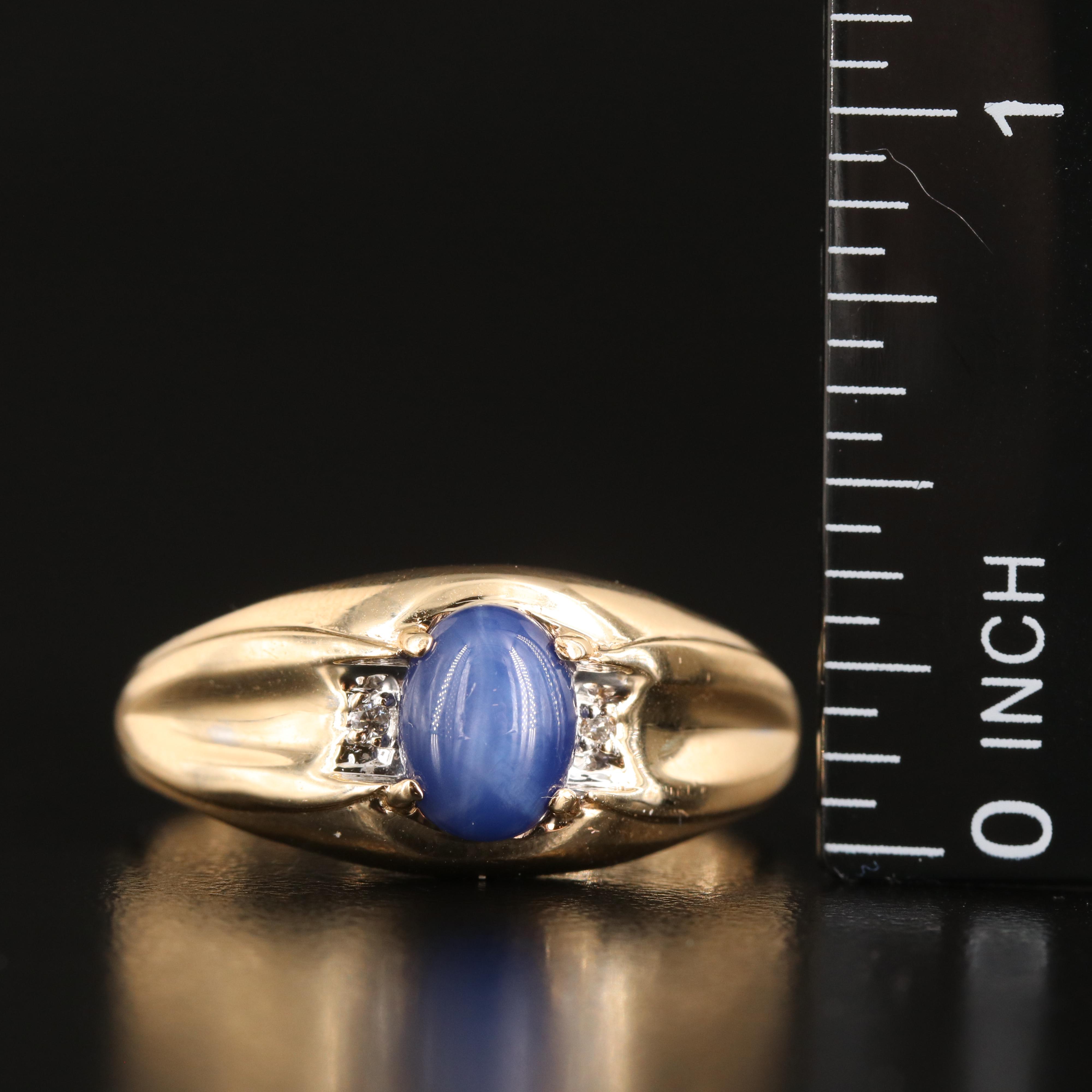 10K Star Sapphire and Diamond Ring