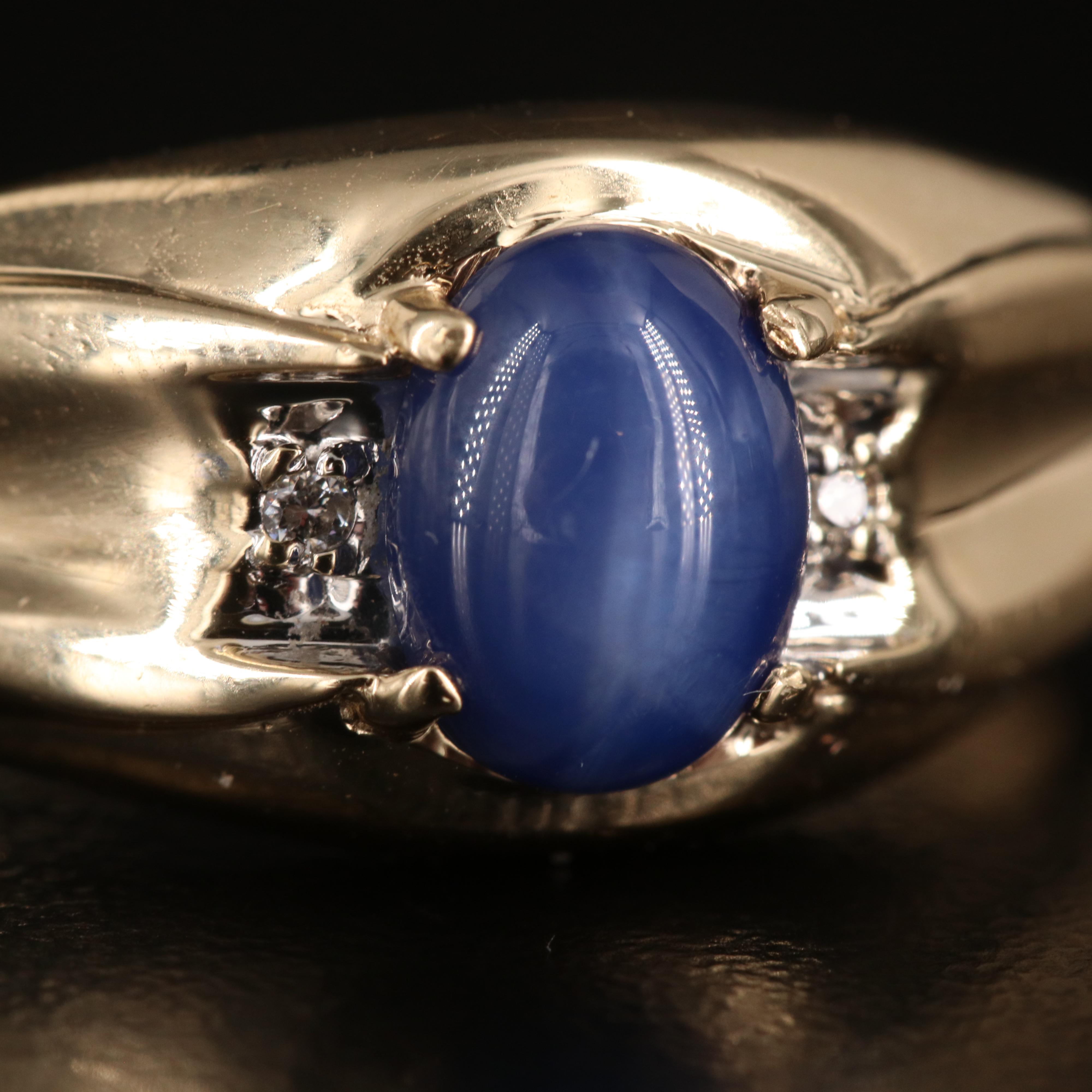 10K Star Sapphire and Diamond Ring