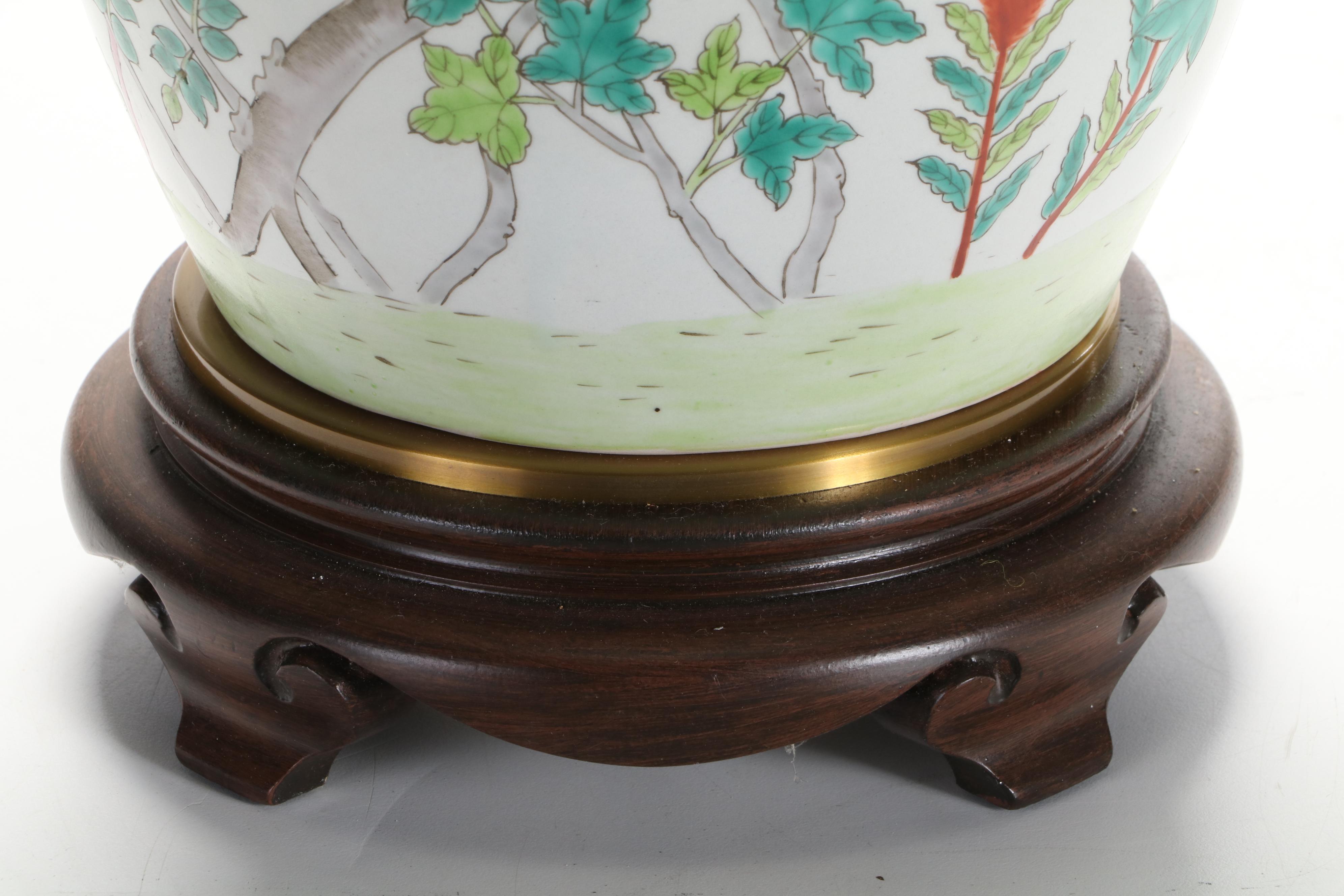 Chinese Famille Rose Enameled Porcelain Vase Table Lamp