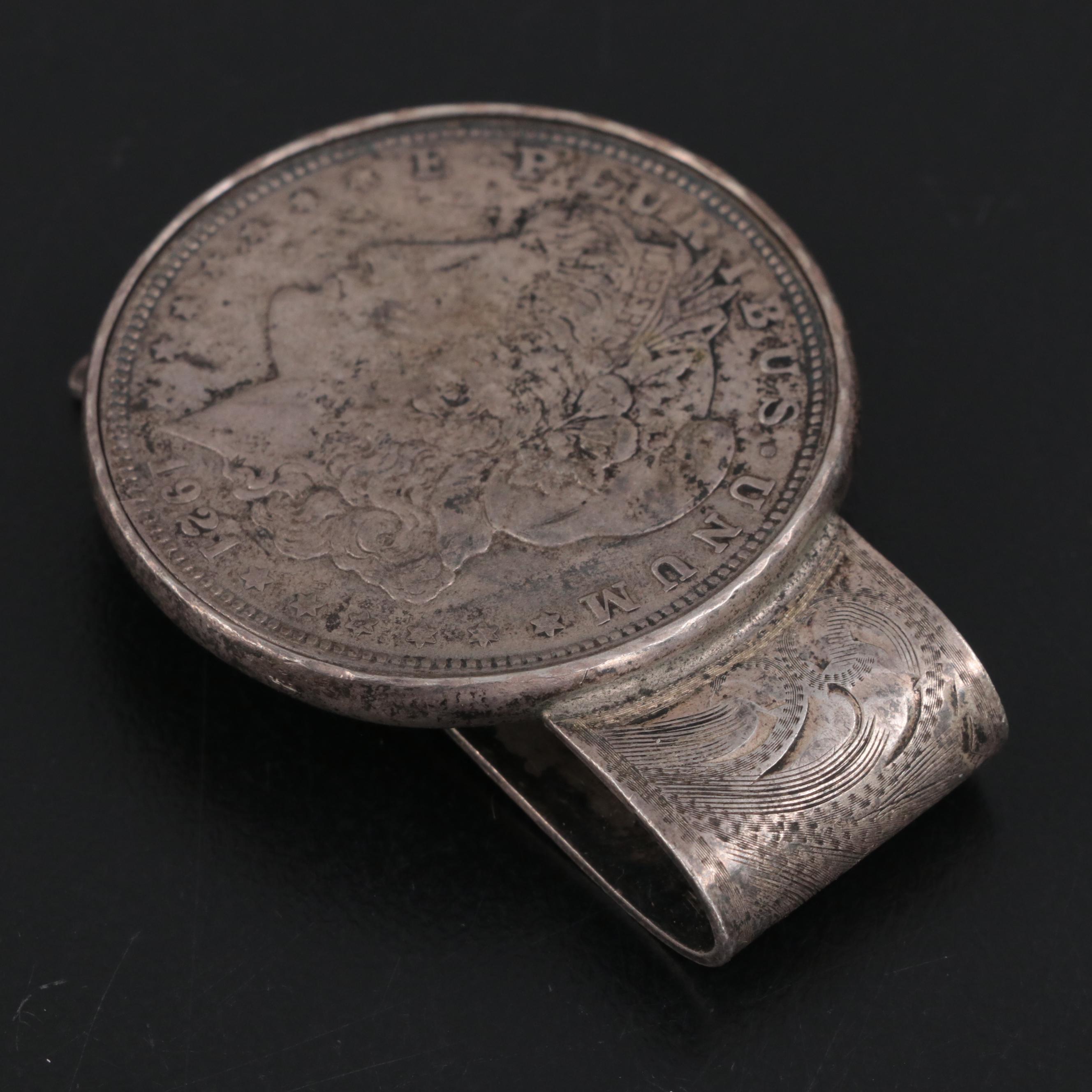 Morgan Smith Sterling Silver Money Clip with Morgan Silver Dollar Coin