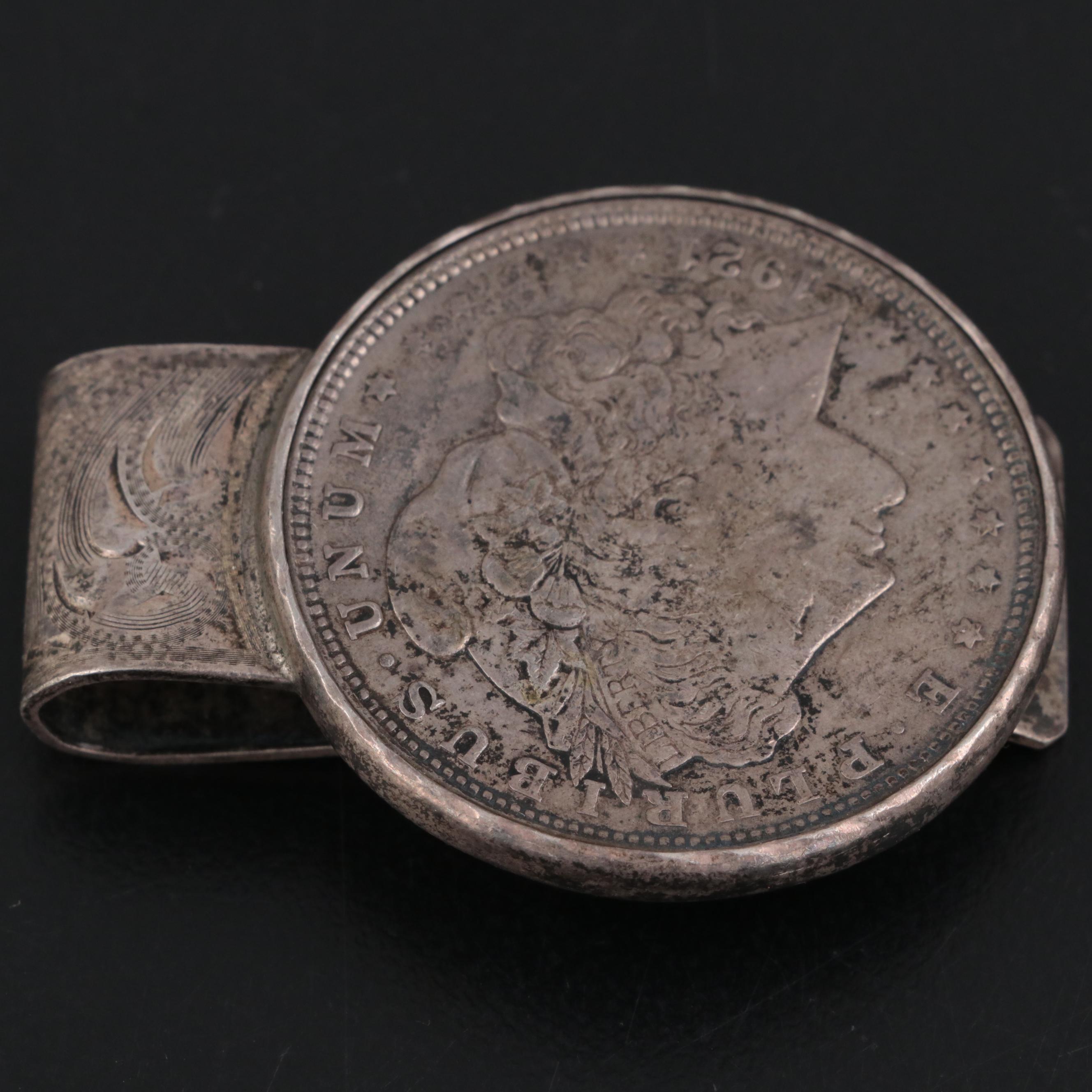 Morgan Smith Sterling Silver Money Clip with Morgan Silver Dollar Coin