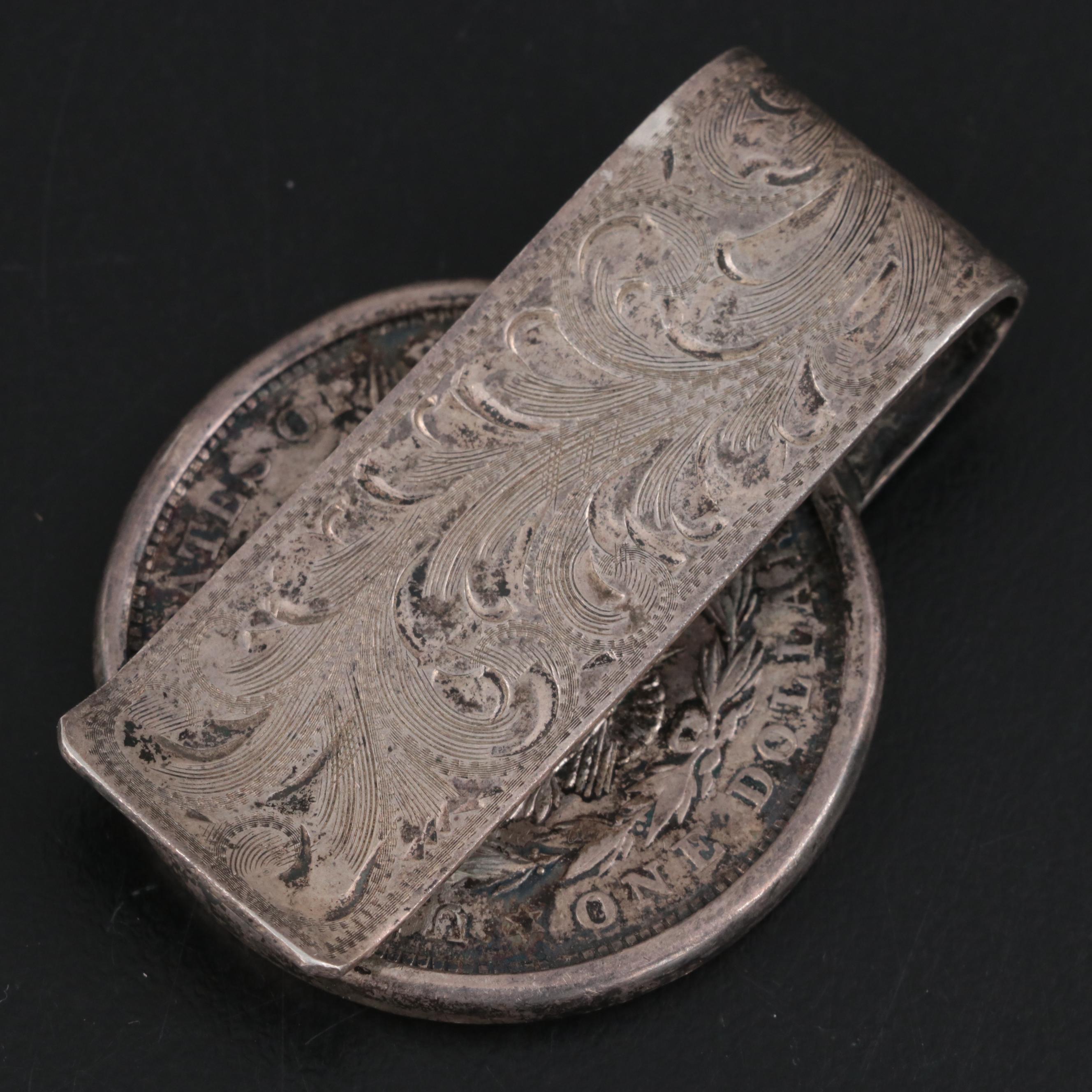 Morgan Smith Sterling Silver Money Clip with Morgan Silver Dollar Coin