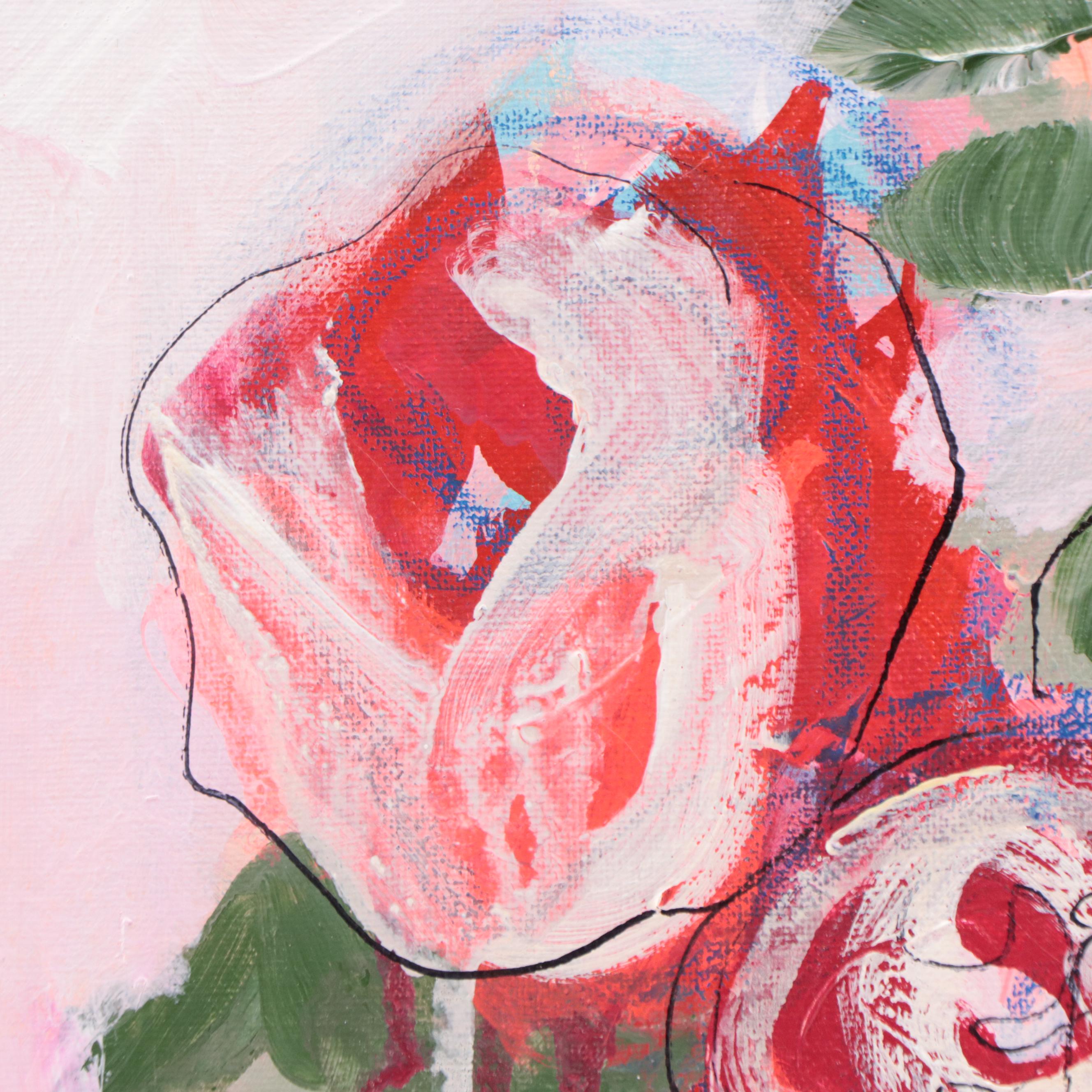 Kait Roberts Floral Mixed Media Painting, 2023