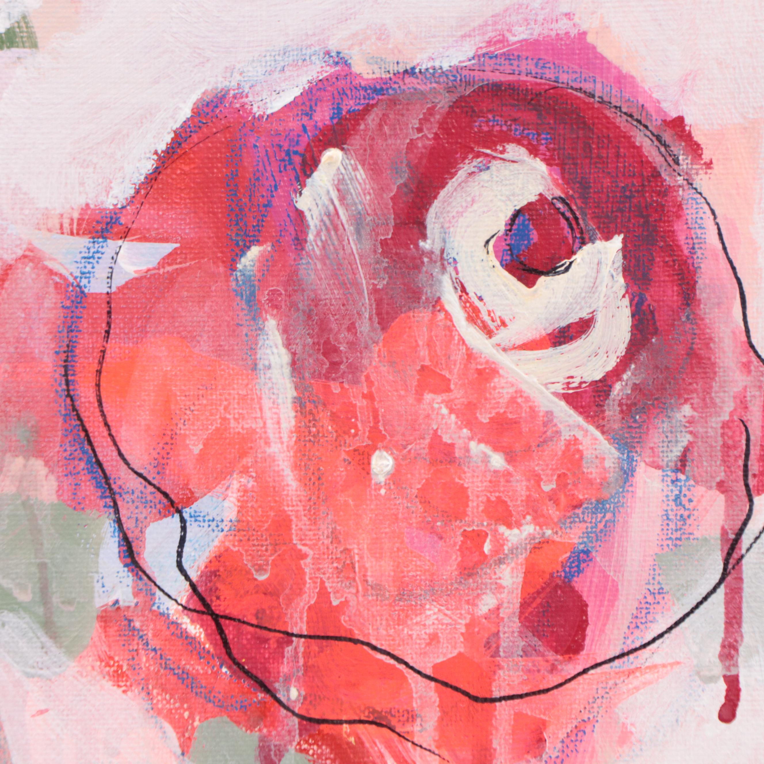 Kait Roberts Floral Mixed Media Painting, 2023