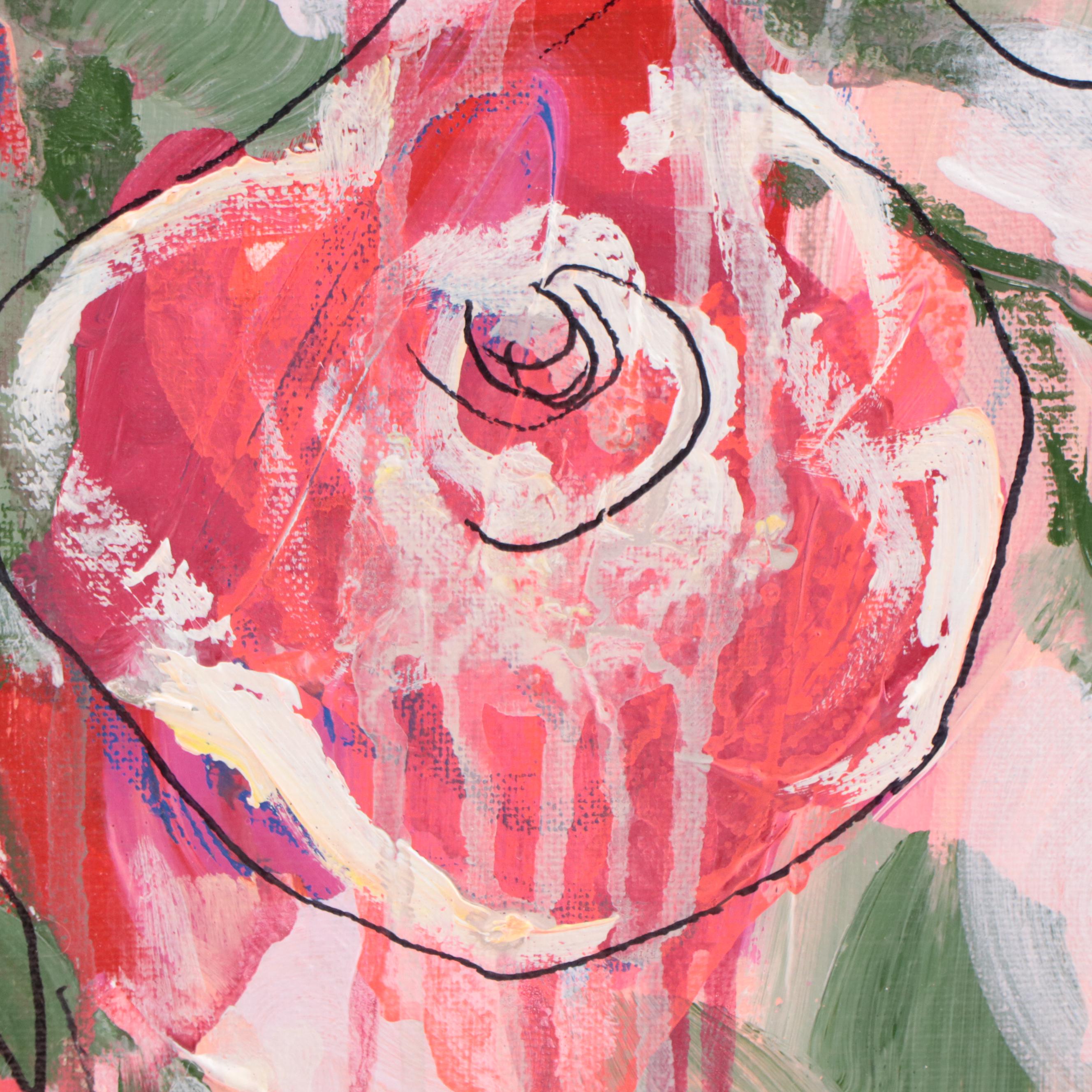 Kait Roberts Floral Mixed Media Painting, 2023