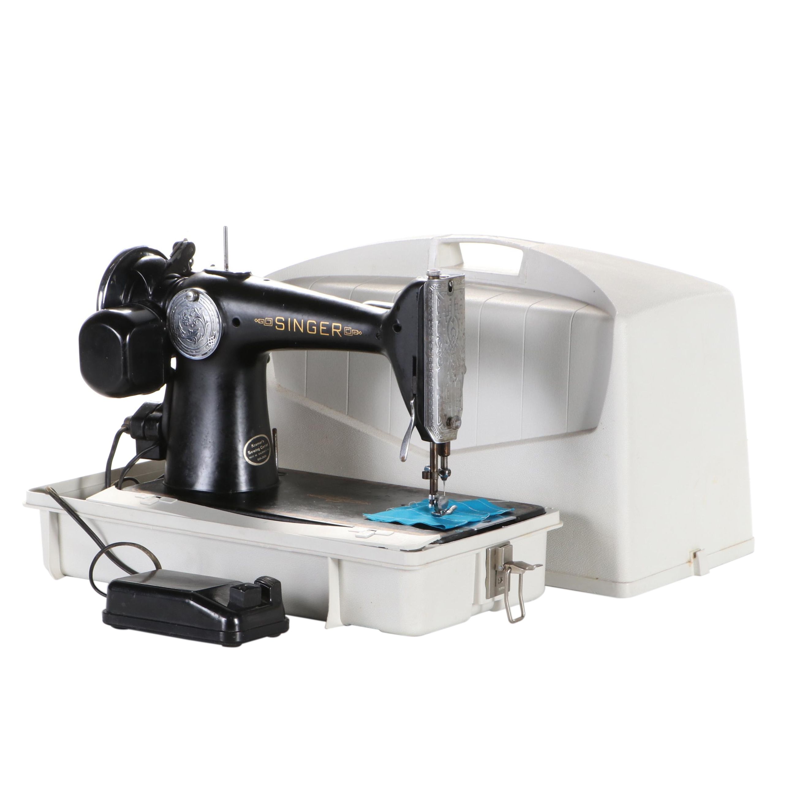 Singer Model 201 Electric Sewing Machine with Case, 1941