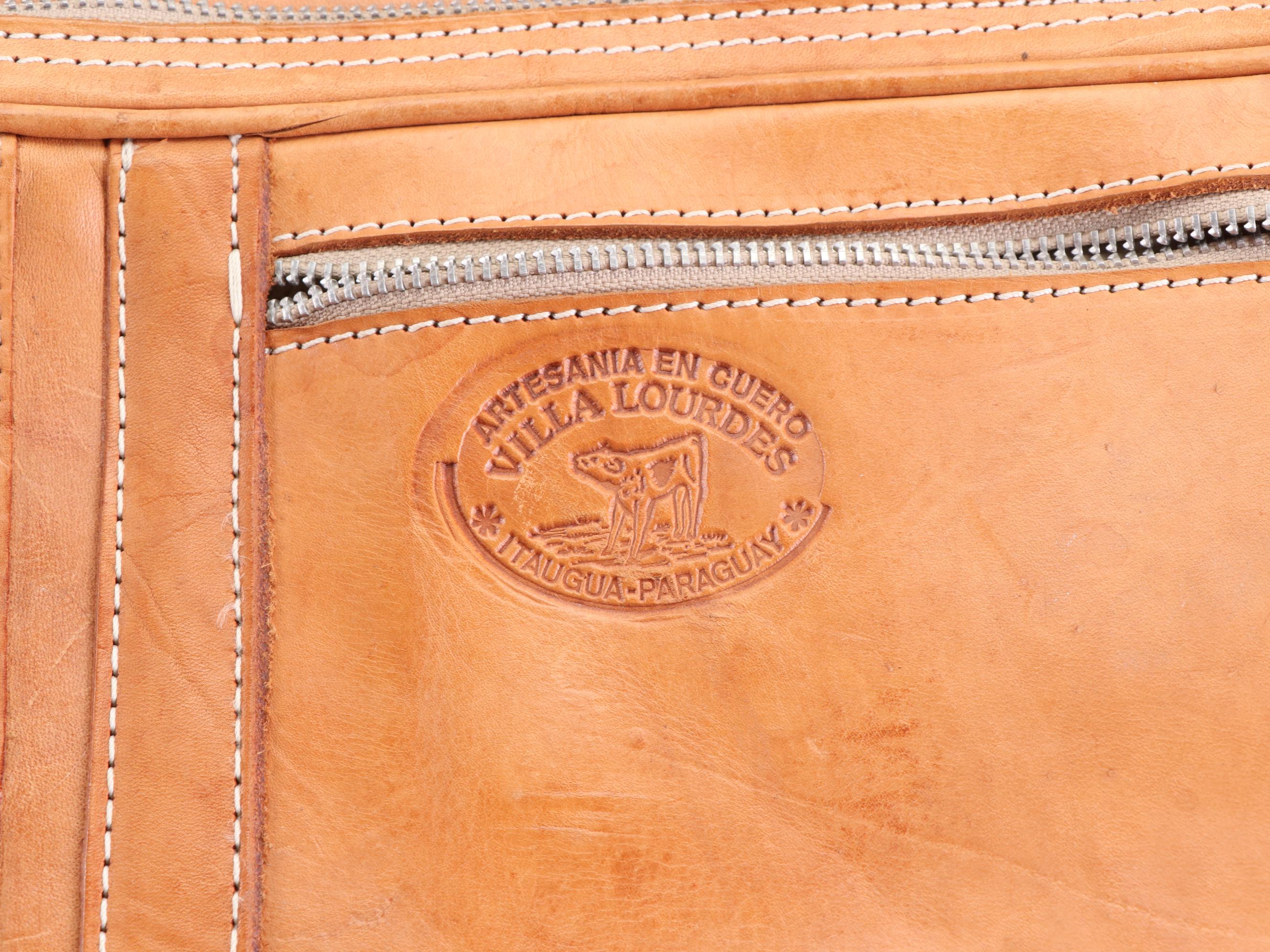 Large Leather Travel Bag with Detachable Shoulder Strap