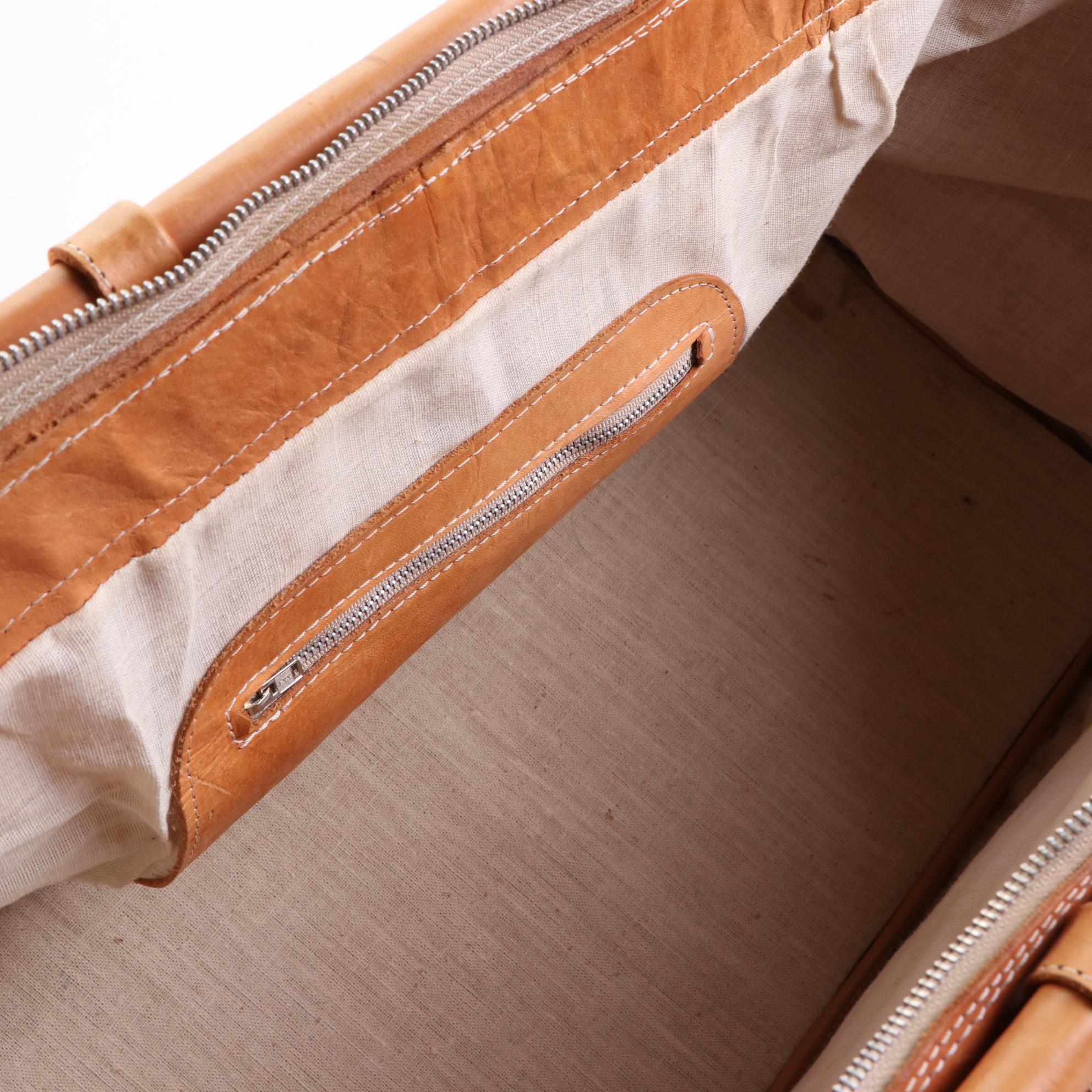 Large Leather Travel Bag with Detachable Shoulder Strap