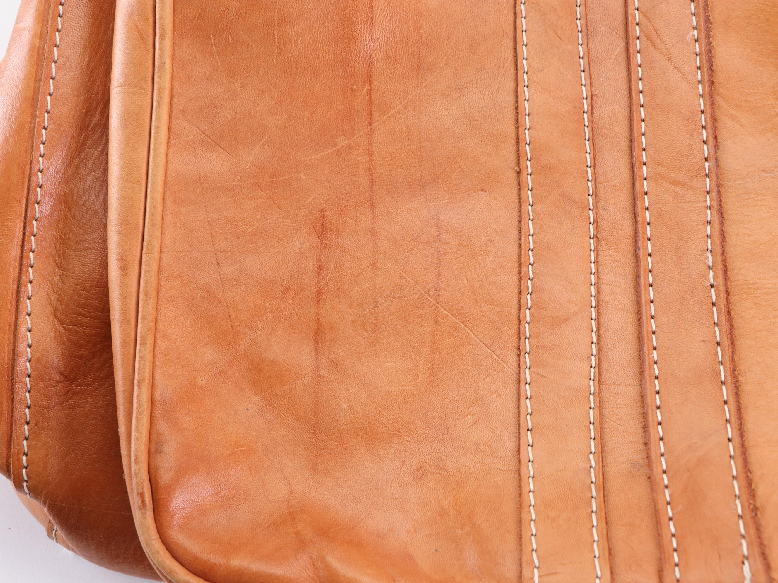 Large Leather Travel Bag with Detachable Shoulder Strap