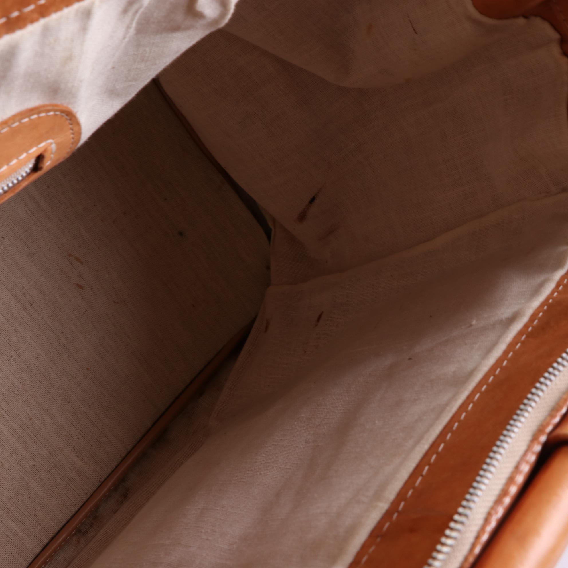 Large Leather Travel Bag with Detachable Shoulder Strap