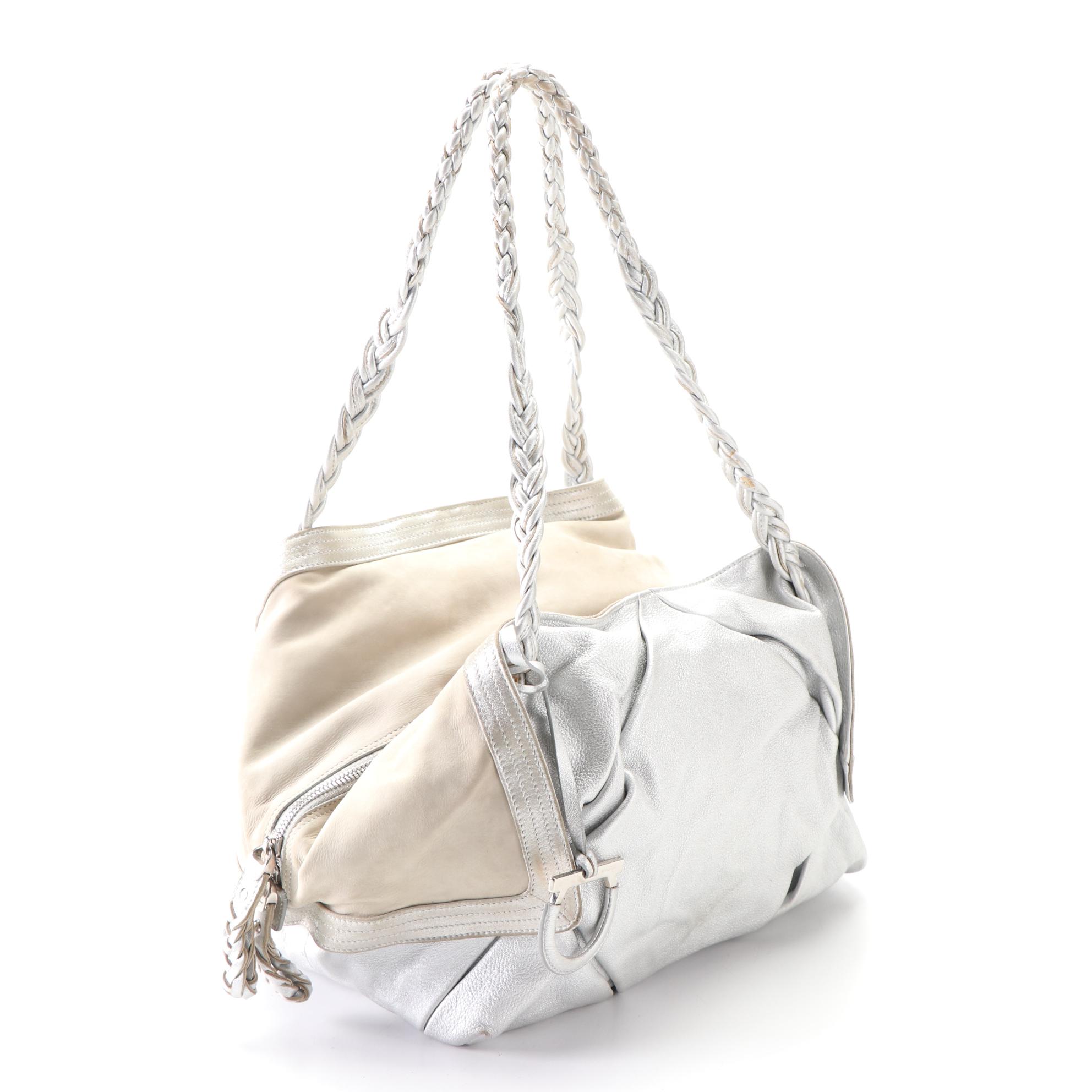 Salvatore Ferragamo Shoulder Bag in Metallic Finish Leather