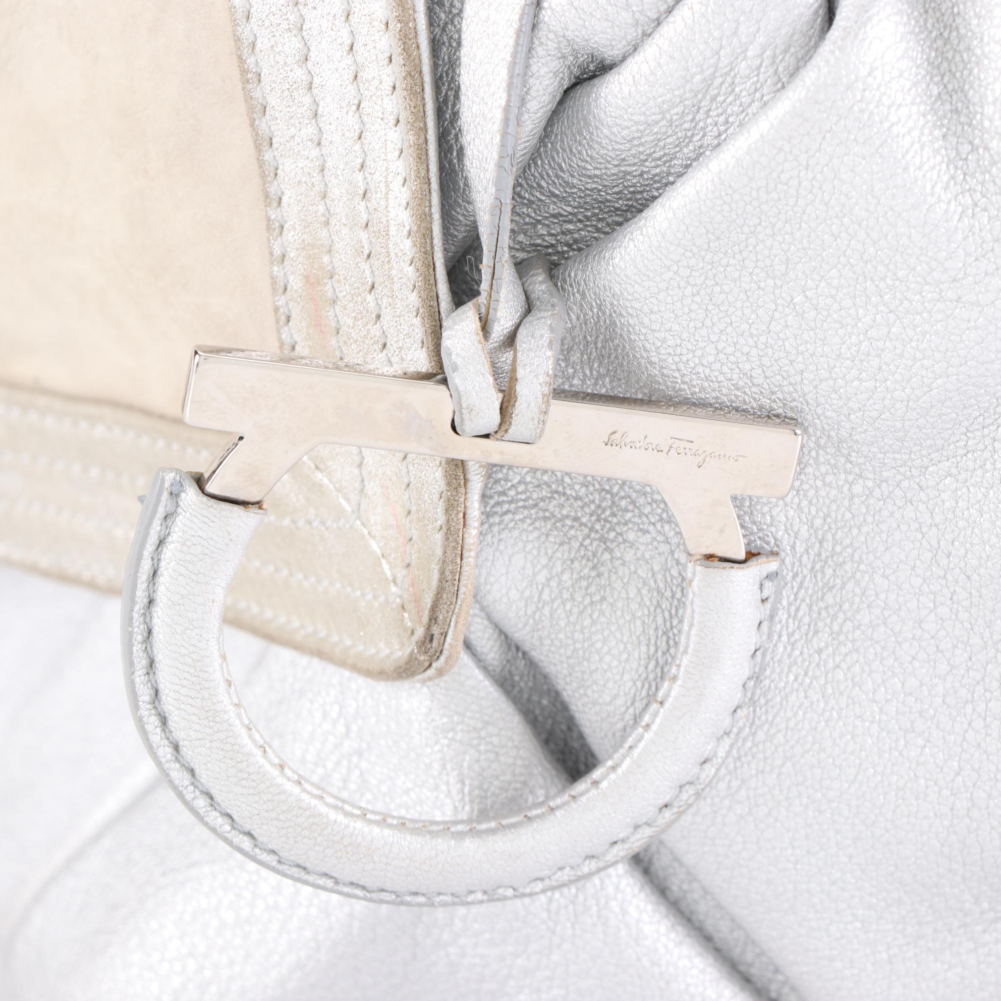 Salvatore Ferragamo Shoulder Bag in Metallic Finish Leather