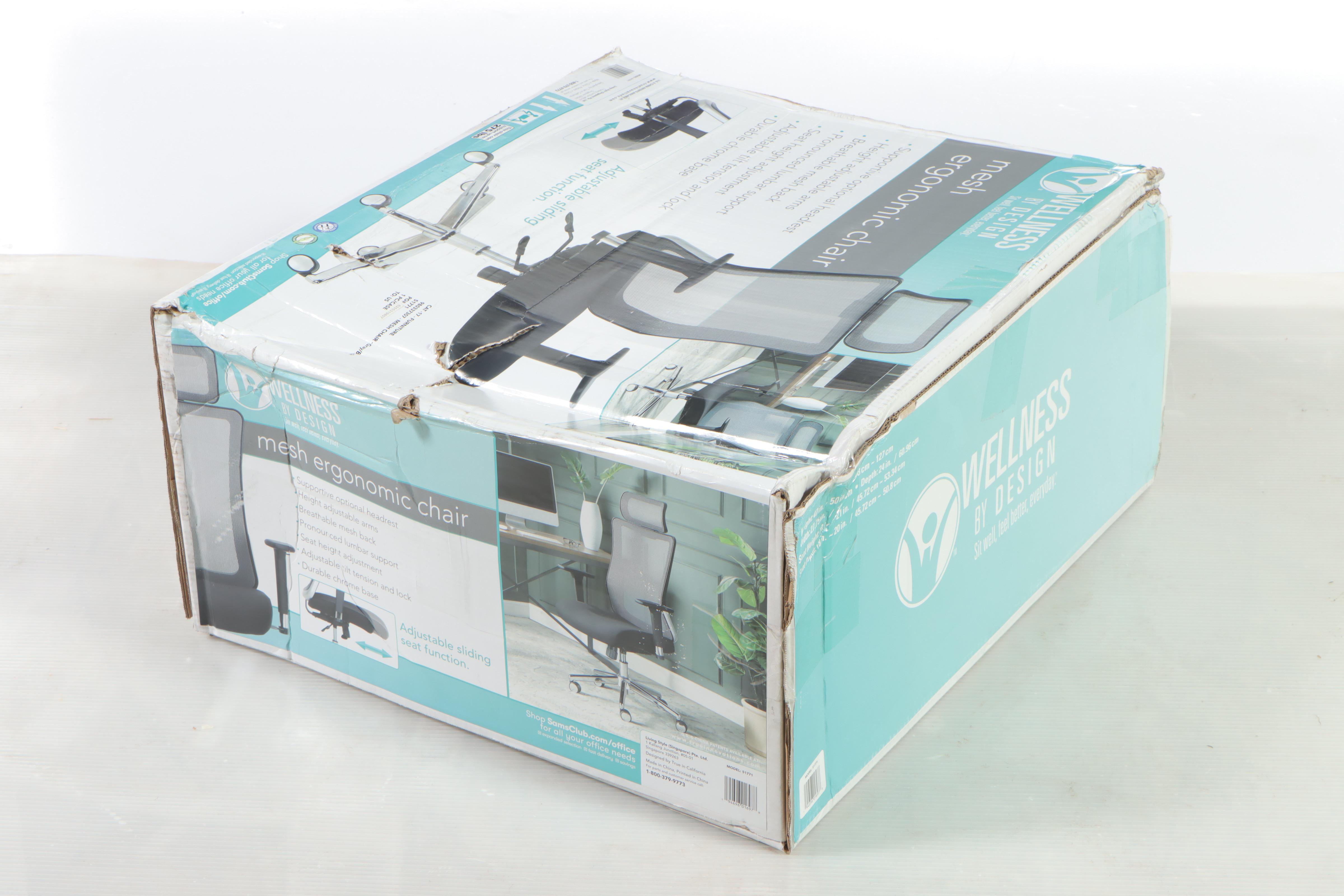 Wellness by Design Ergonomic Mesh Back Office Chair With Headrest