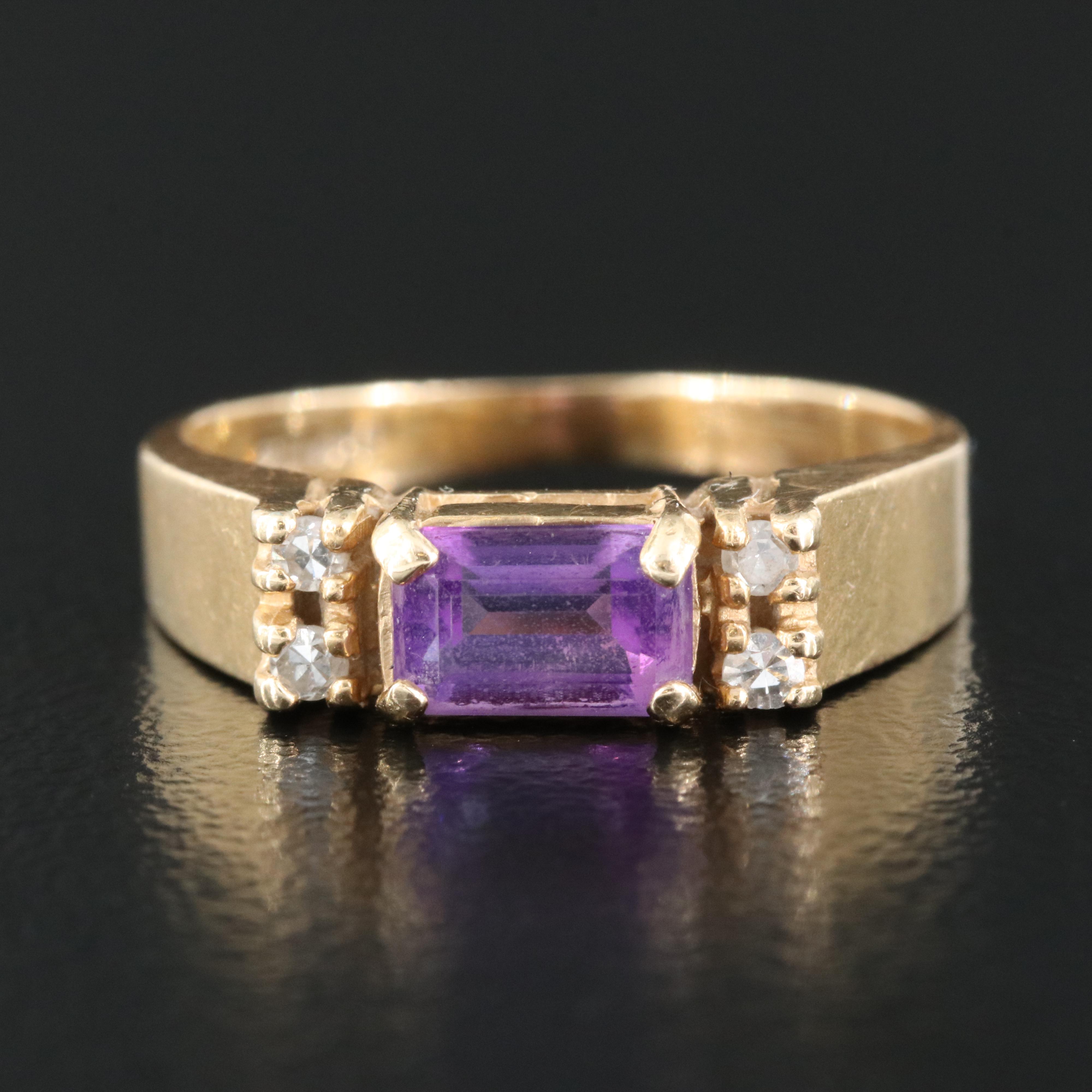 14K Amethyst and Diamond Ring