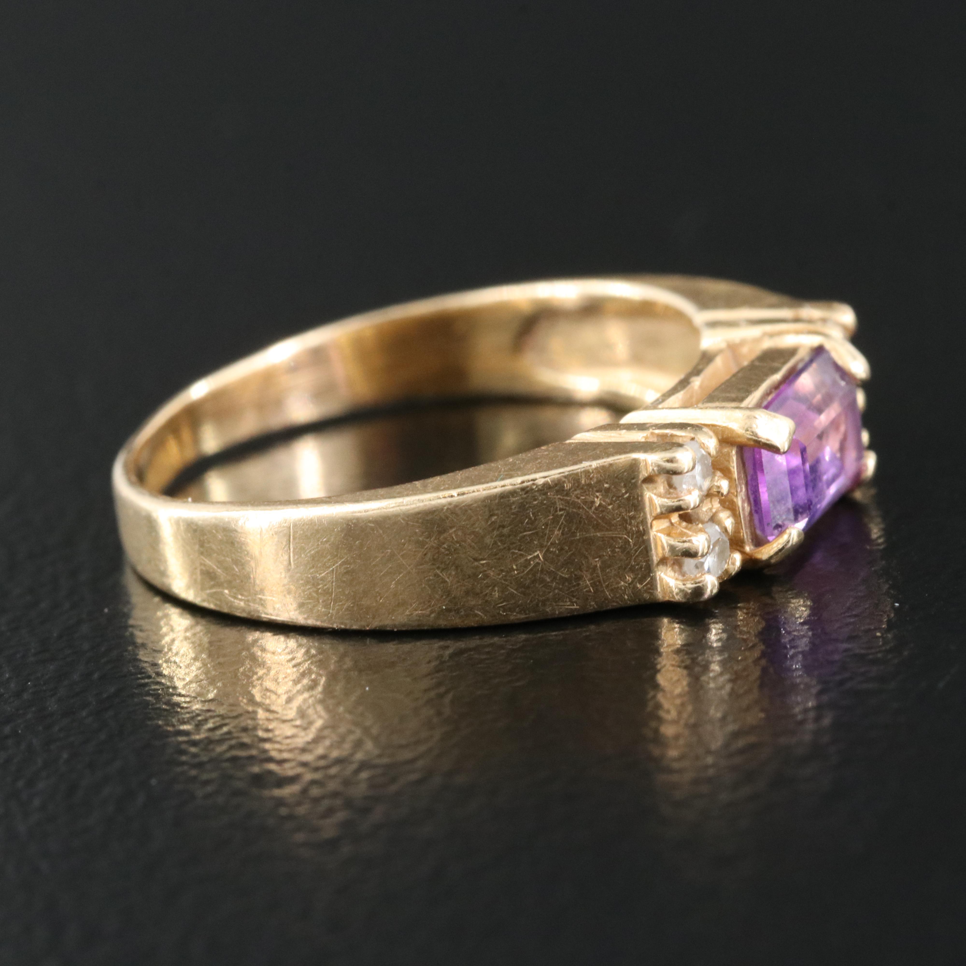 14K Amethyst and Diamond Ring