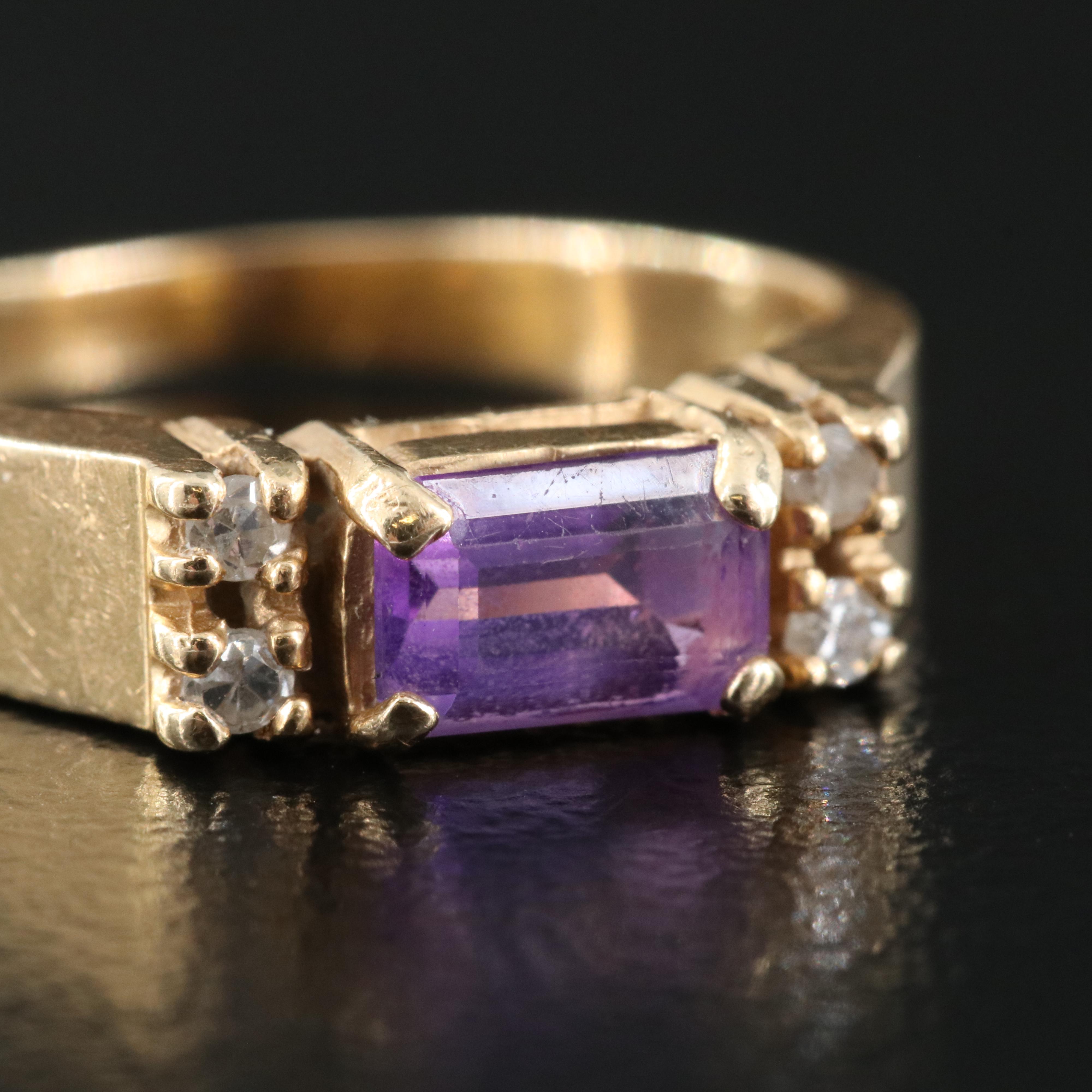 14K Amethyst and Diamond Ring