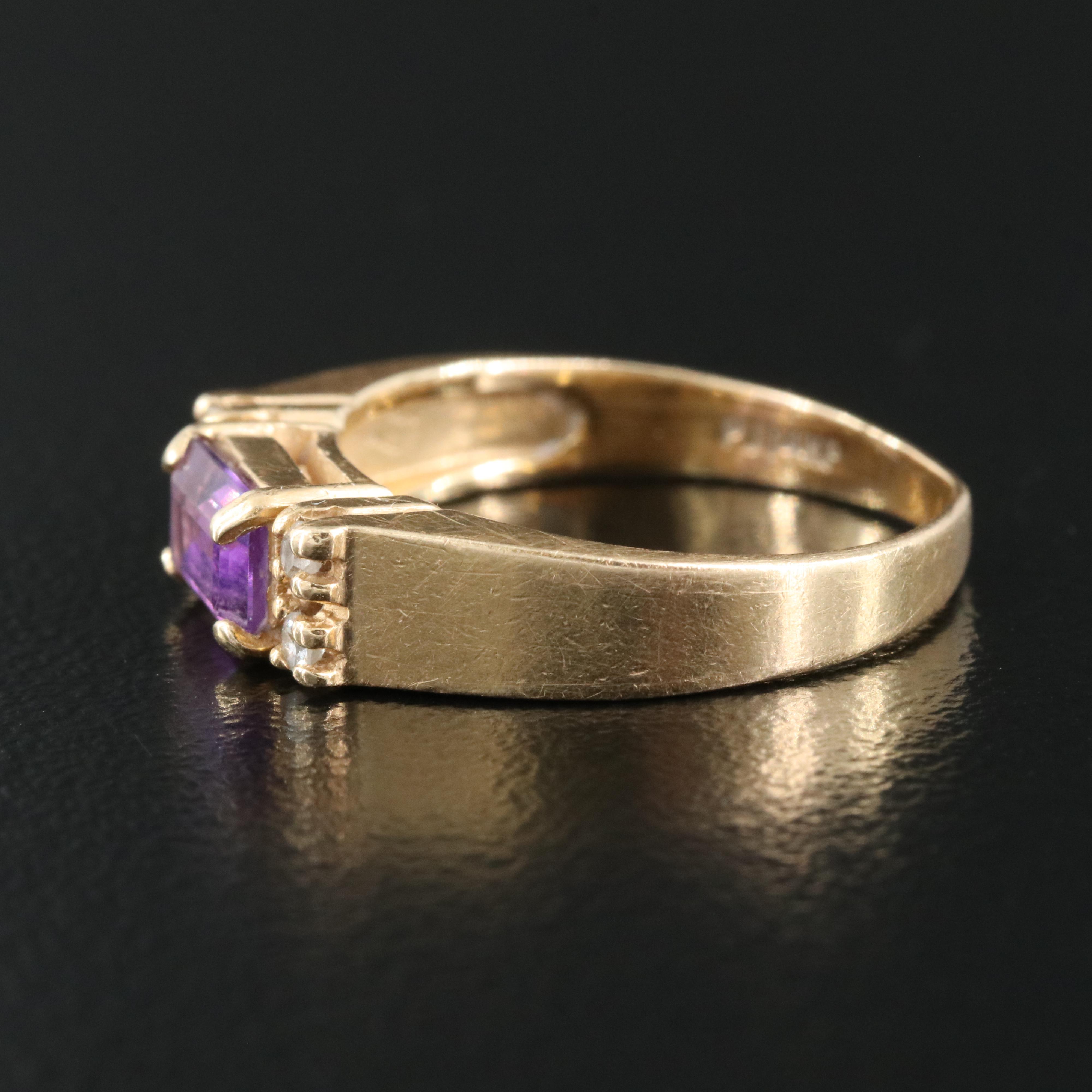 14K Amethyst and Diamond Ring