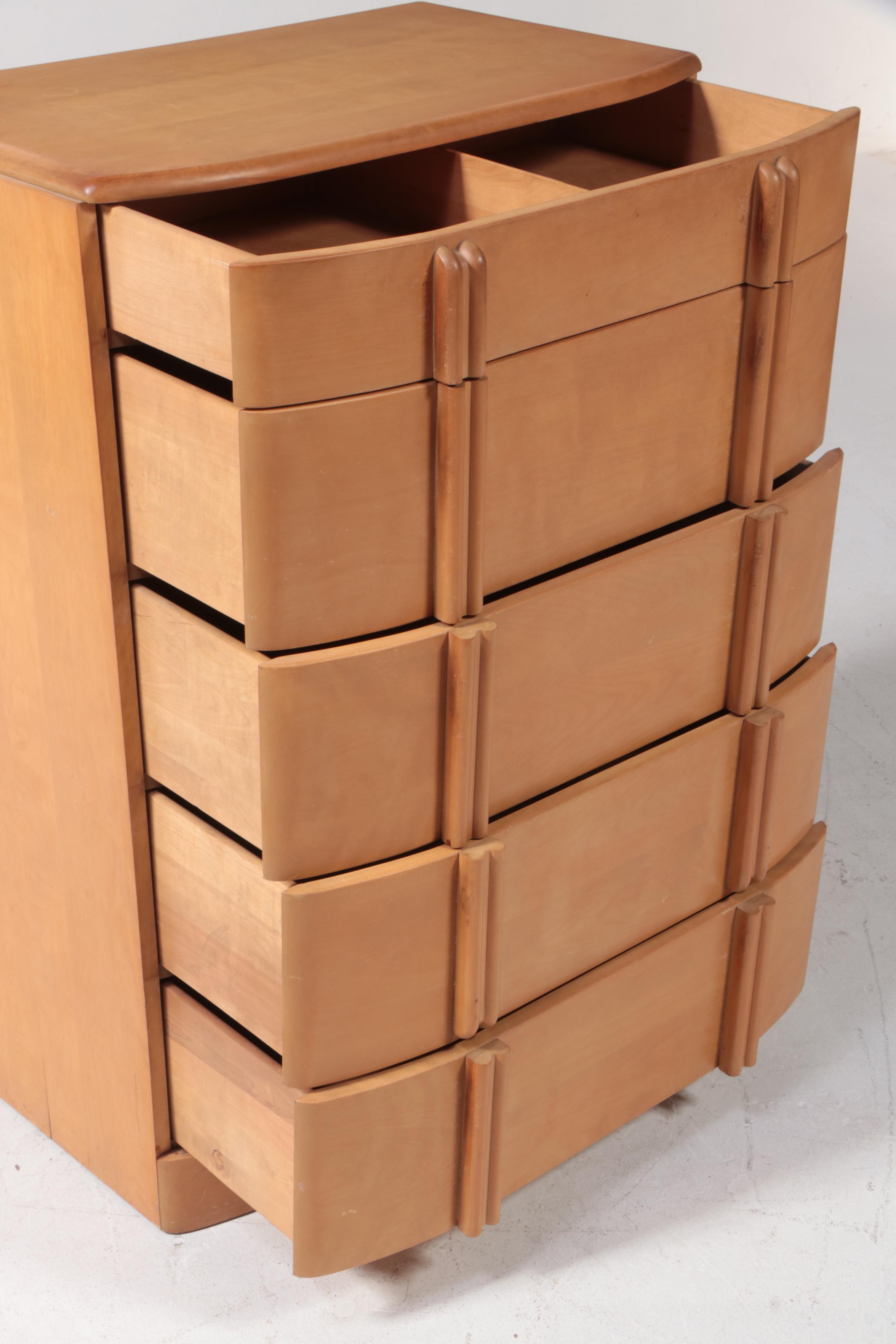 Heywood-Wakefield Mid Century Modern Five-Drawer Chest in Wheat Finish