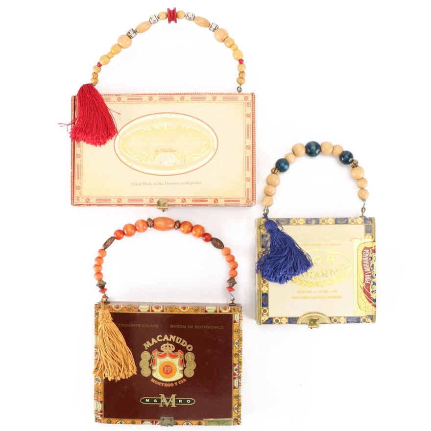 Cigar Box Purses with Beaded Top Handles