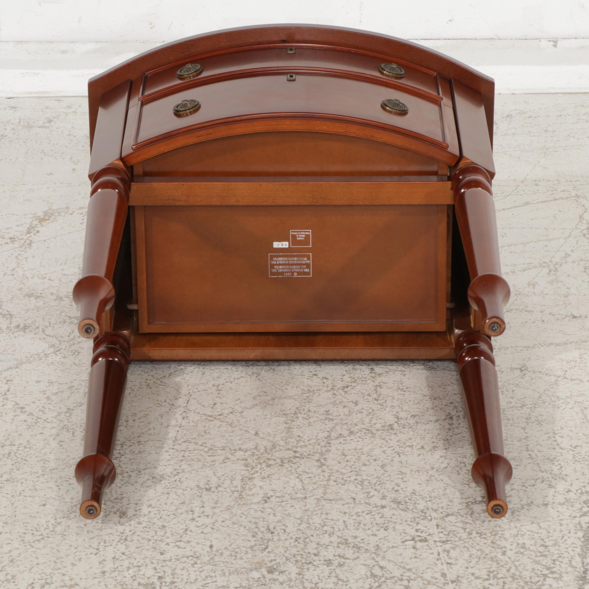 Bombay Company Georgian Style Mahogany Finished Two-Drawer Stand and Wall Mirror