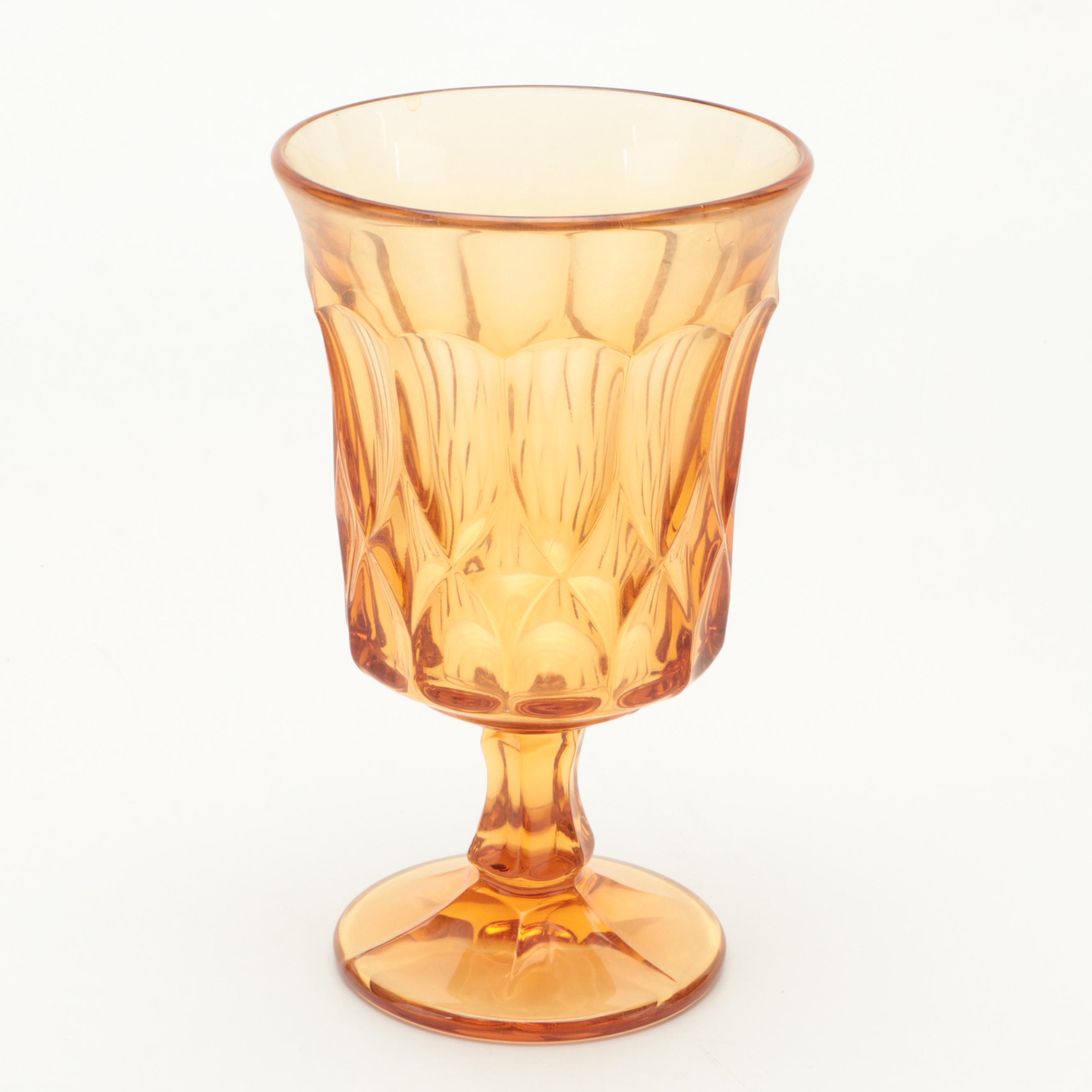Noritake "Perspective" Amber Glass Water Goblets and Double Old Fashioneds