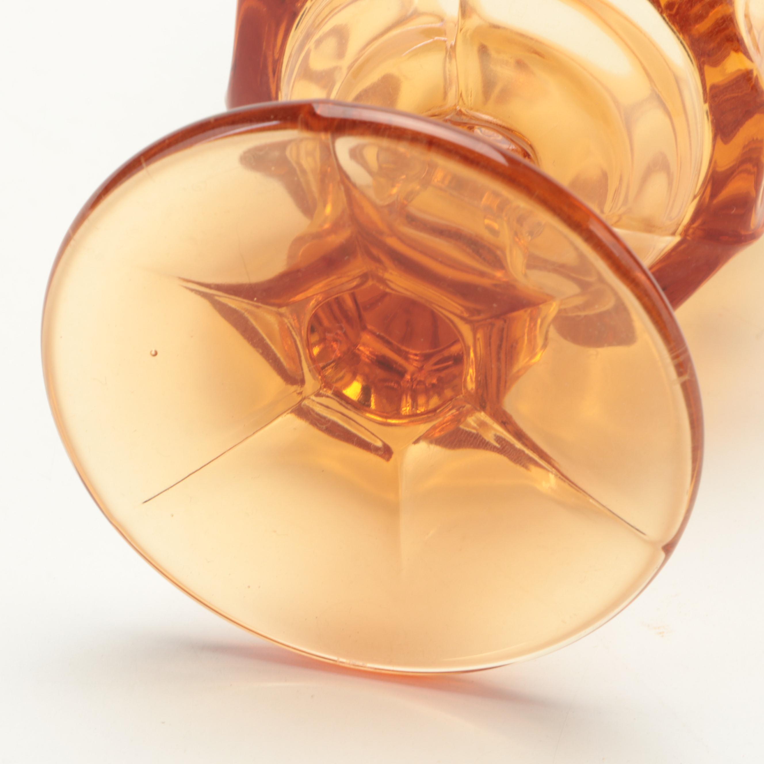 Noritake "Perspective" Amber Glass Water Goblets and Double Old Fashioneds