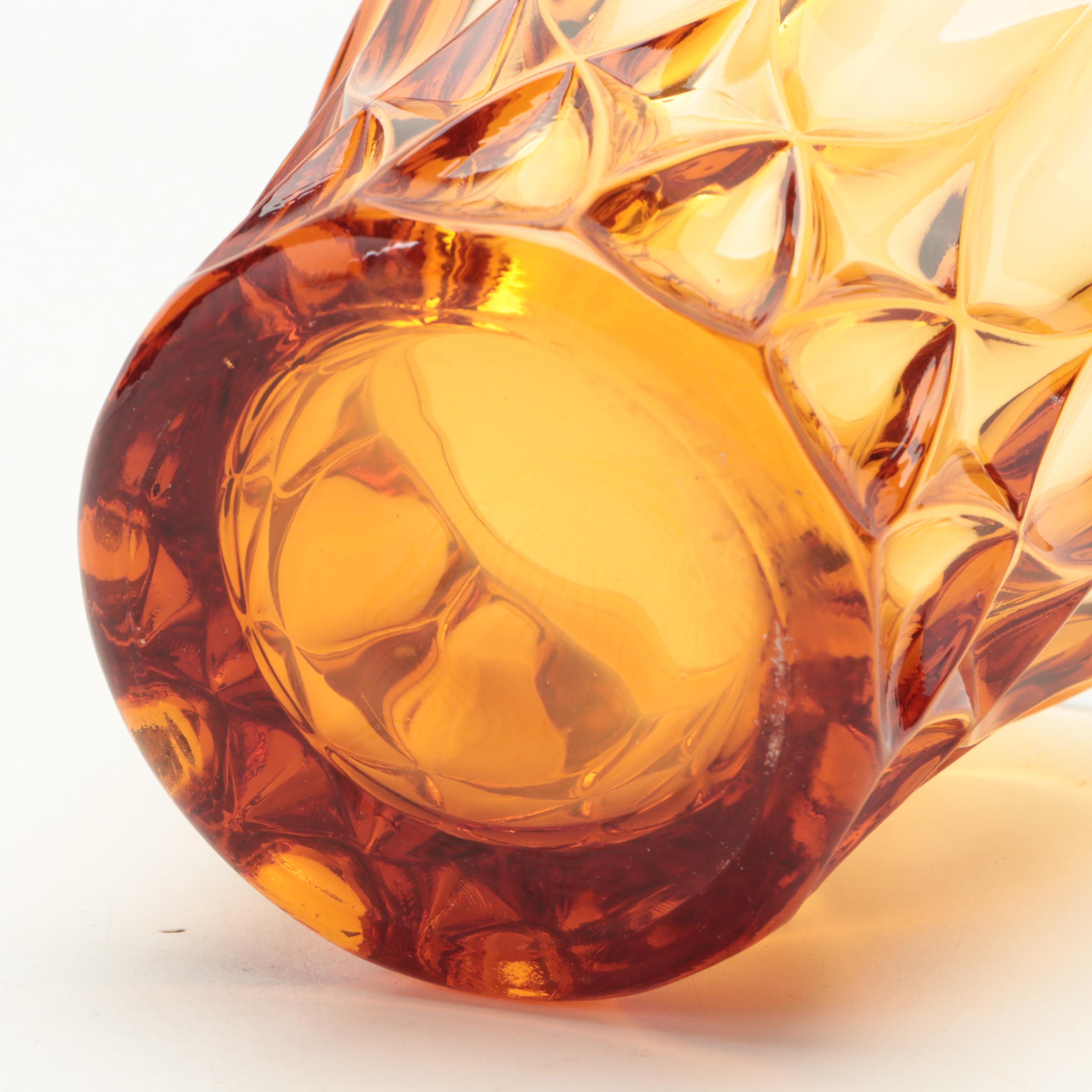 Noritake "Perspective" Amber Glass Water Goblets and Double Old Fashioneds