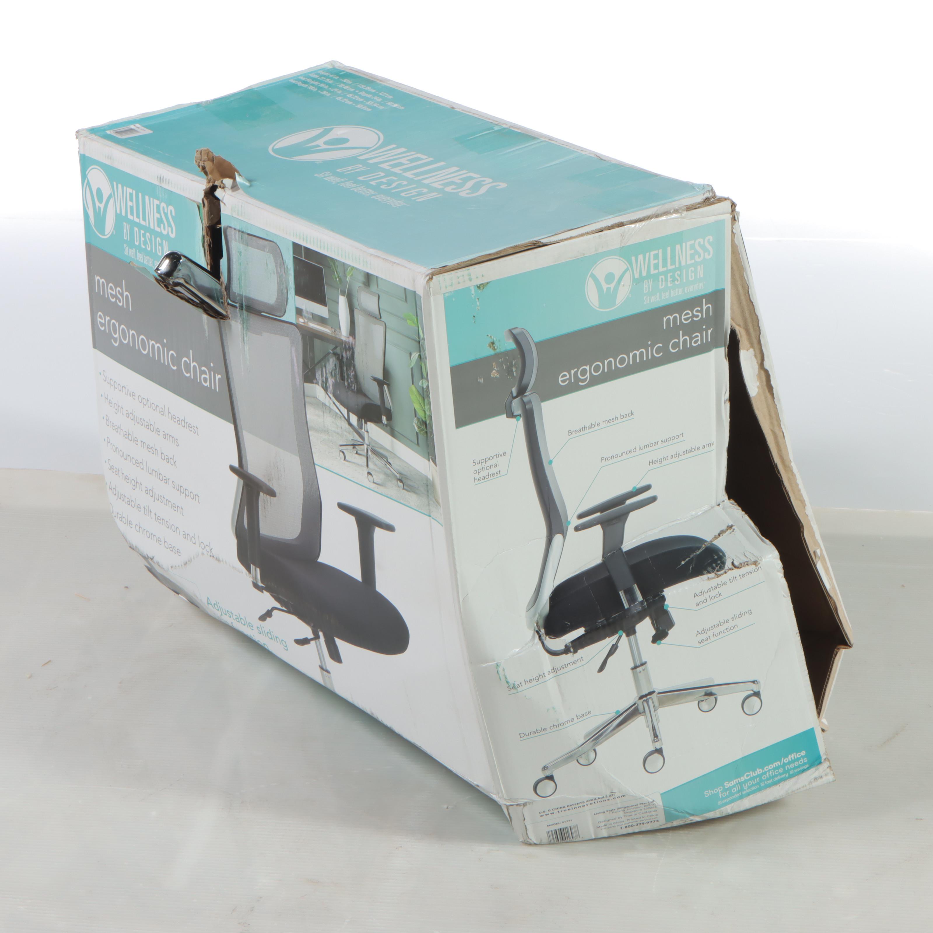 Wellness by Design Ergonomic Mesh Back Office Chair With Headrest