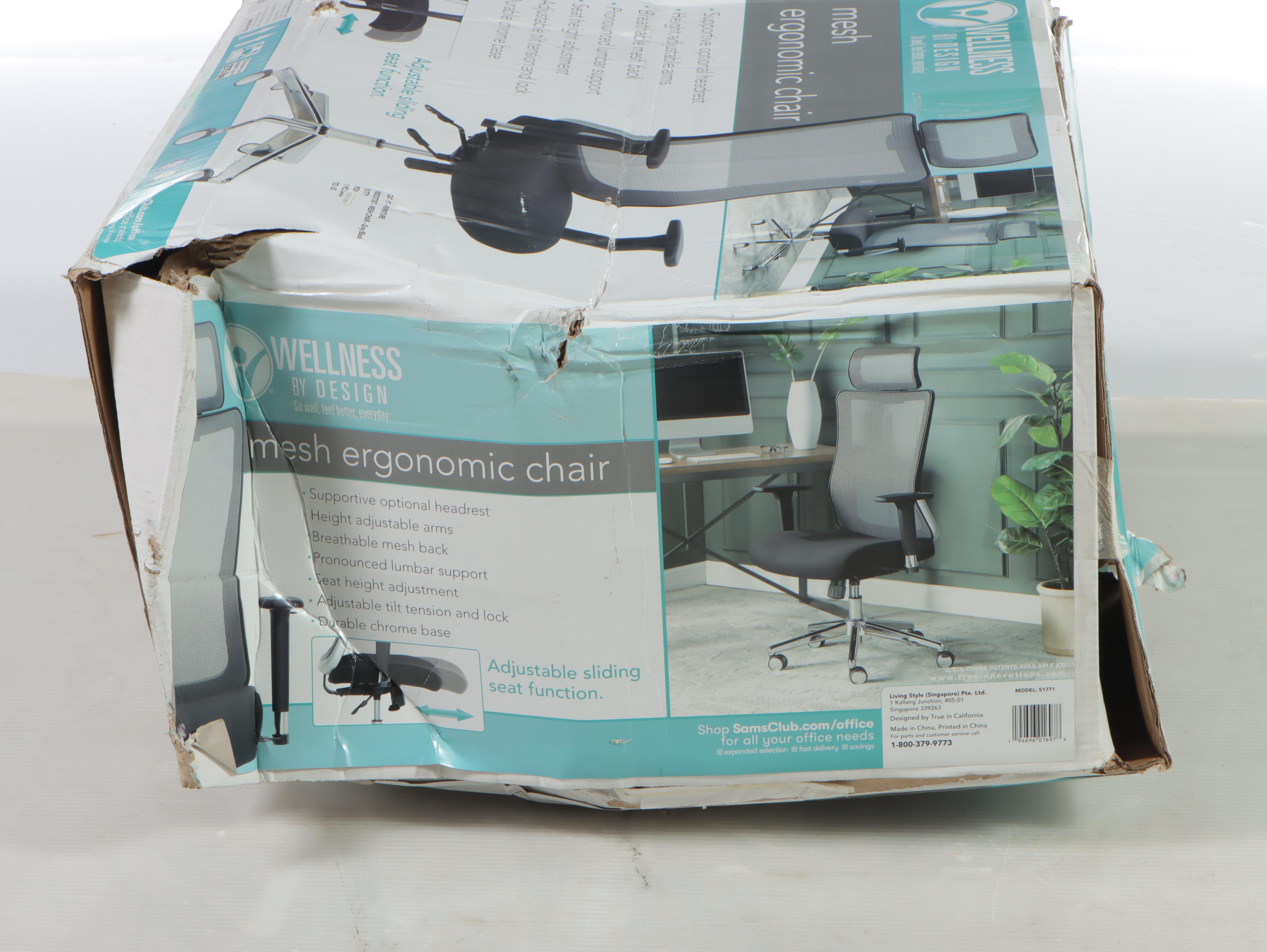 Wellness by Design Ergonomic Mesh Back Office Chair With Headrest