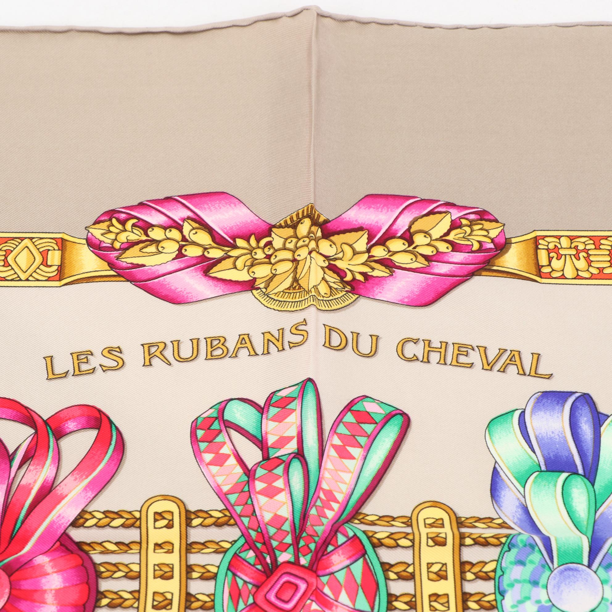 Hermès ''Les Rubans du Cheval'' Scarf 90 in Silk Twill