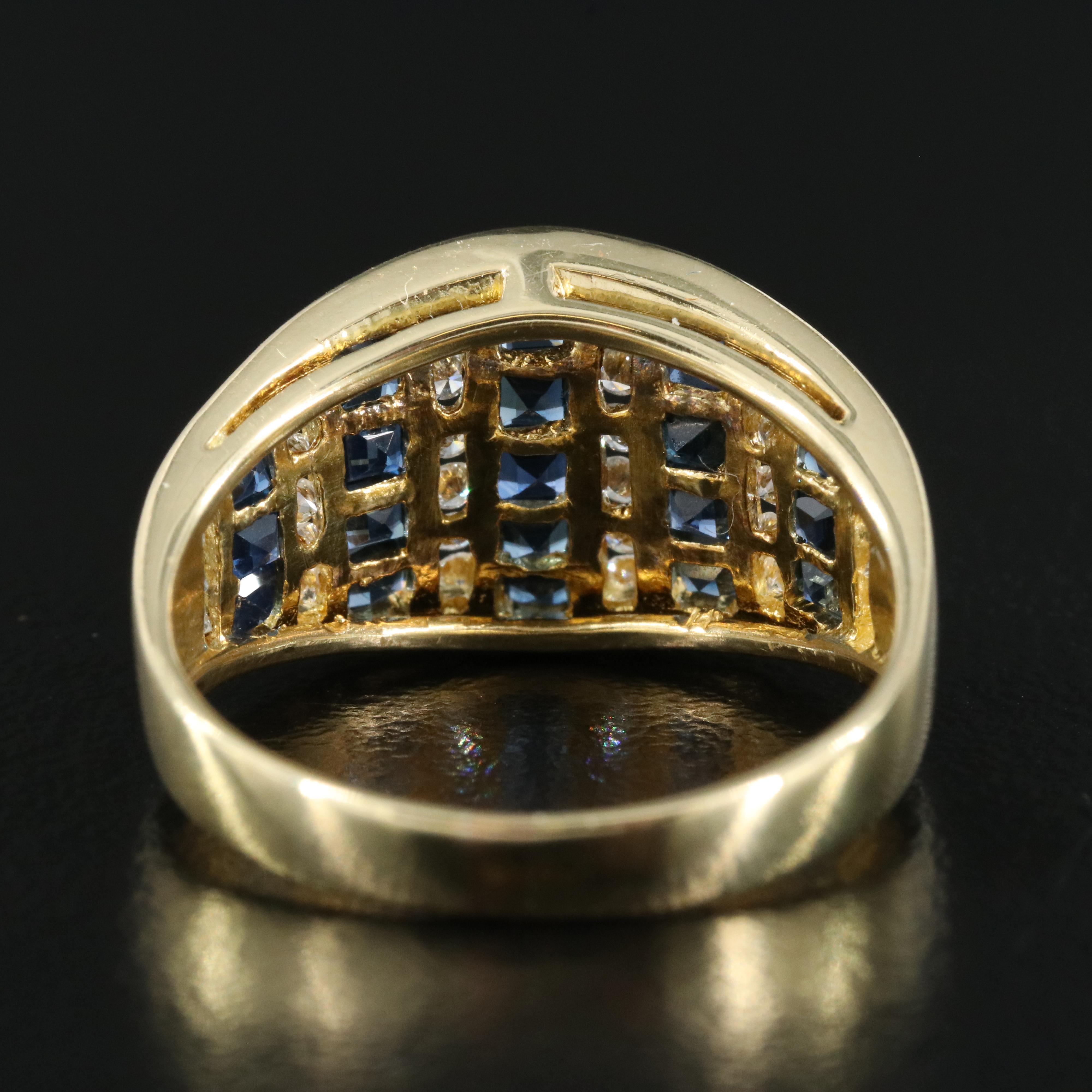 18K Sapphire and Diamond Saddle Ring