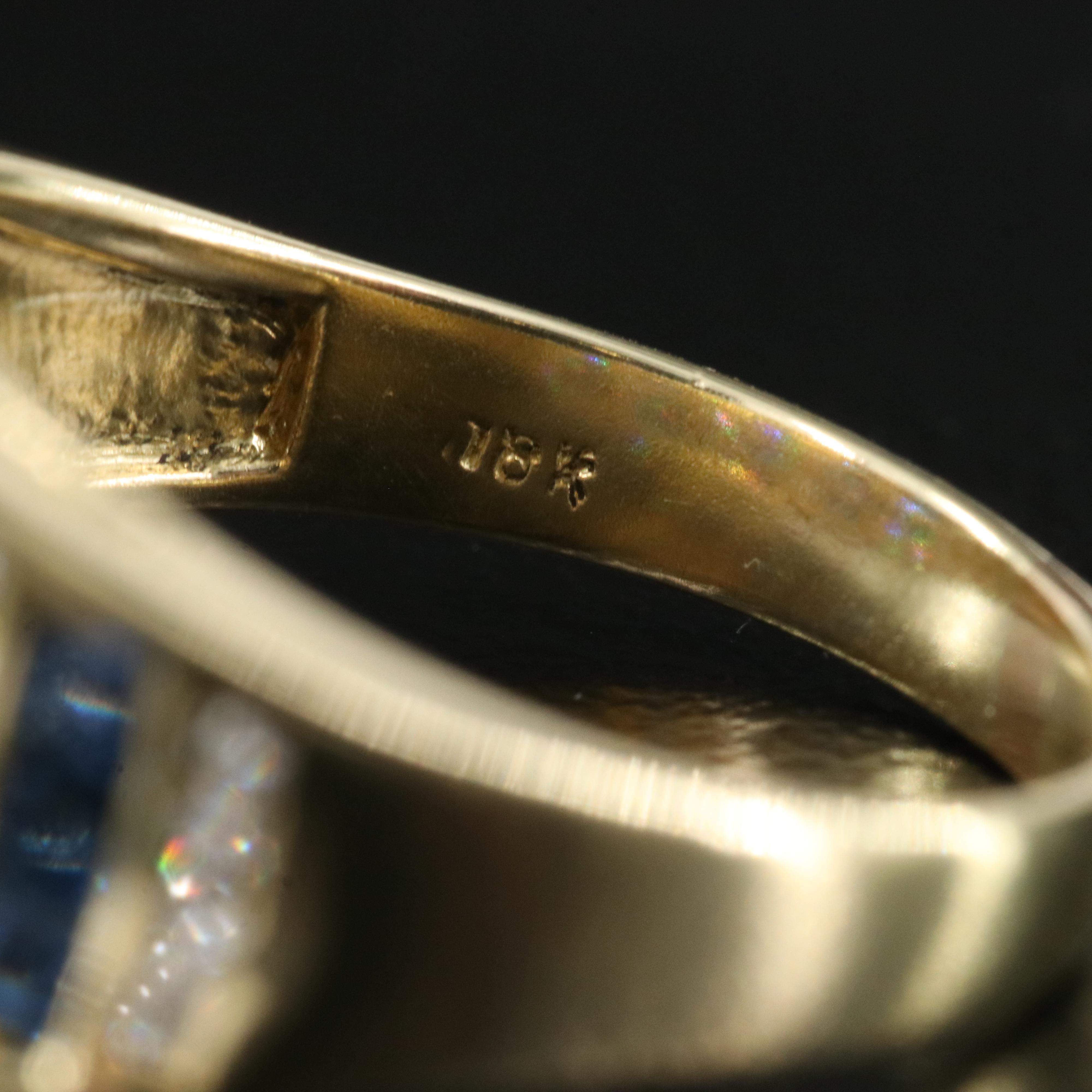 18K Sapphire and Diamond Saddle Ring