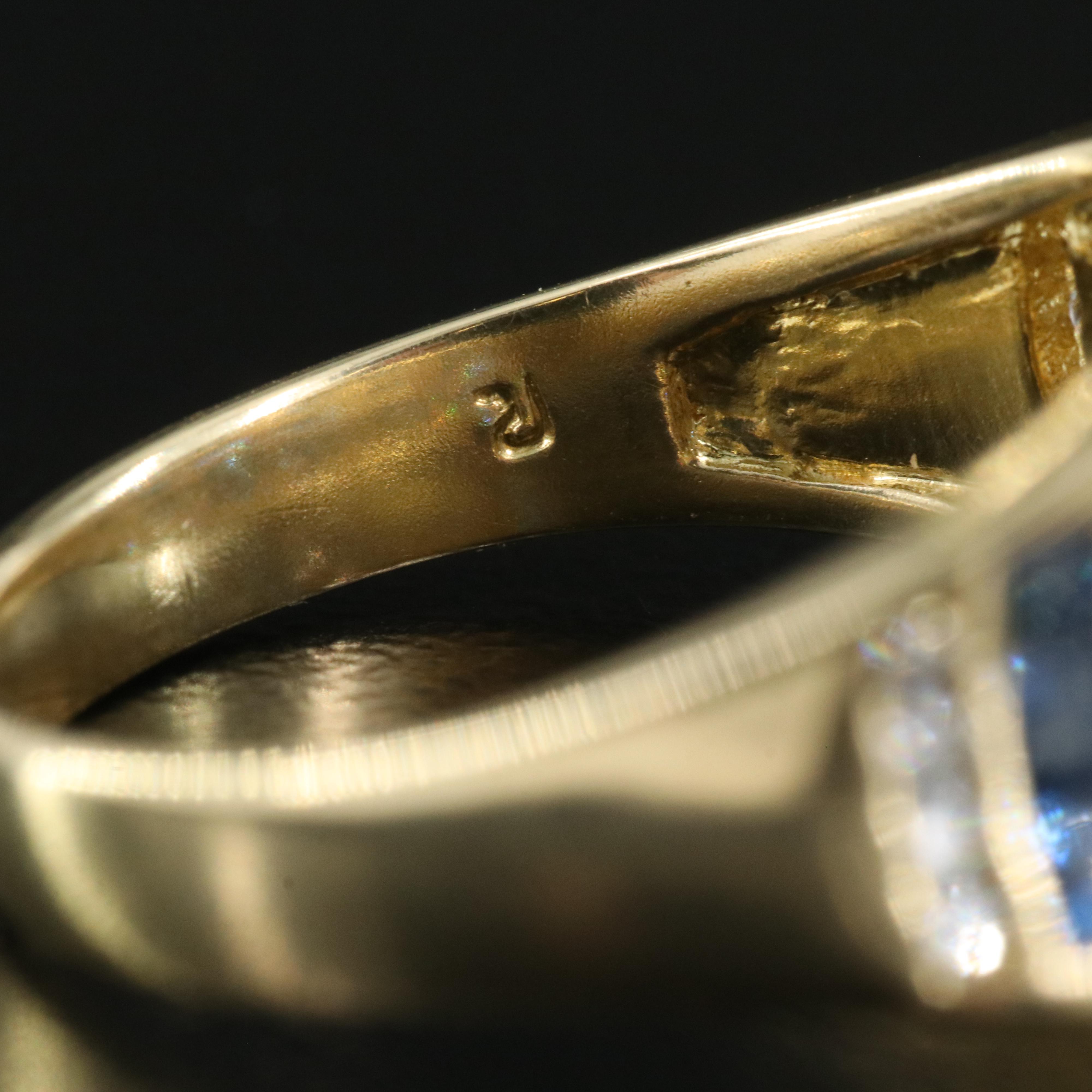 18K Sapphire and Diamond Saddle Ring