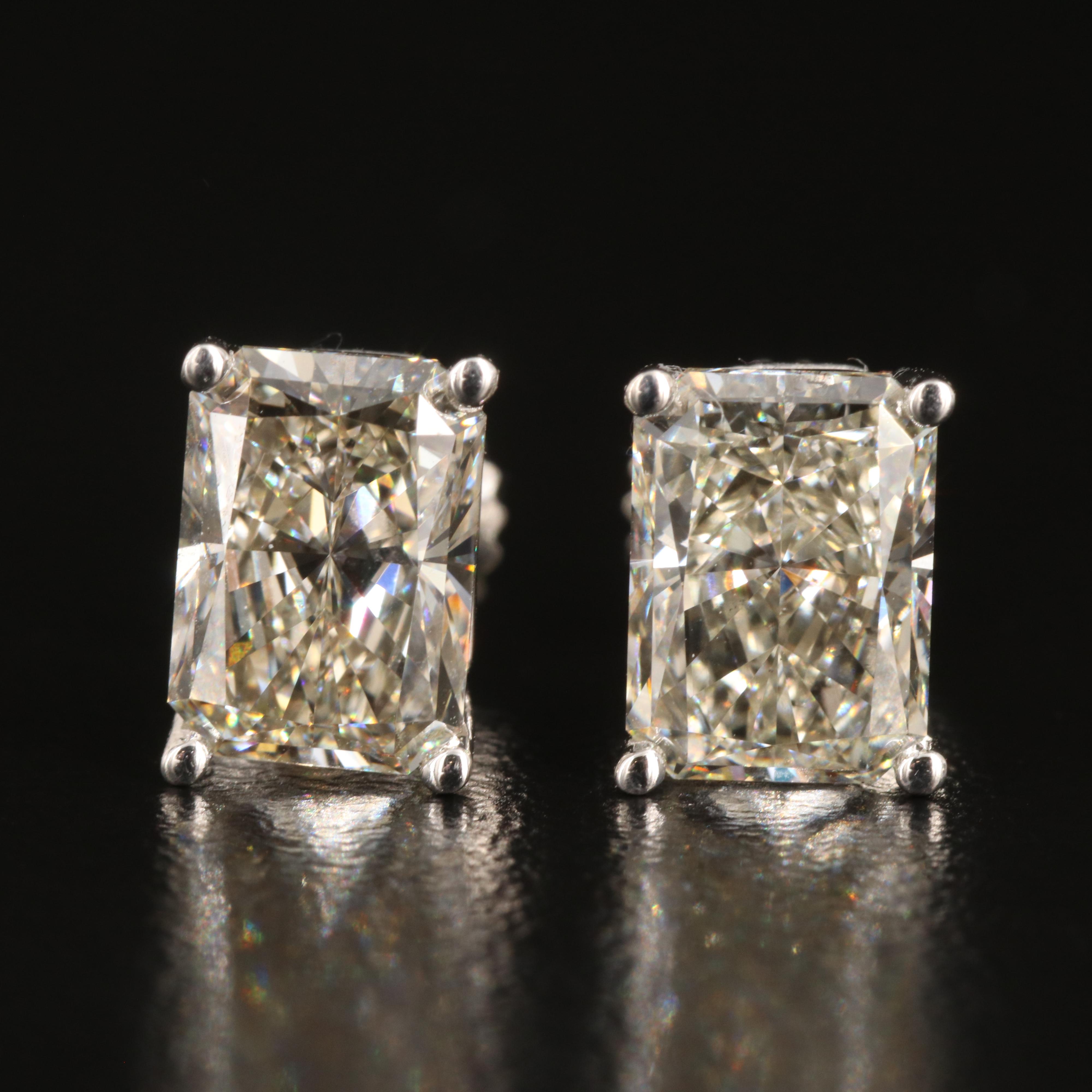 Platinum 3.15 CTW Lab Grown Diamond Stud Earrings